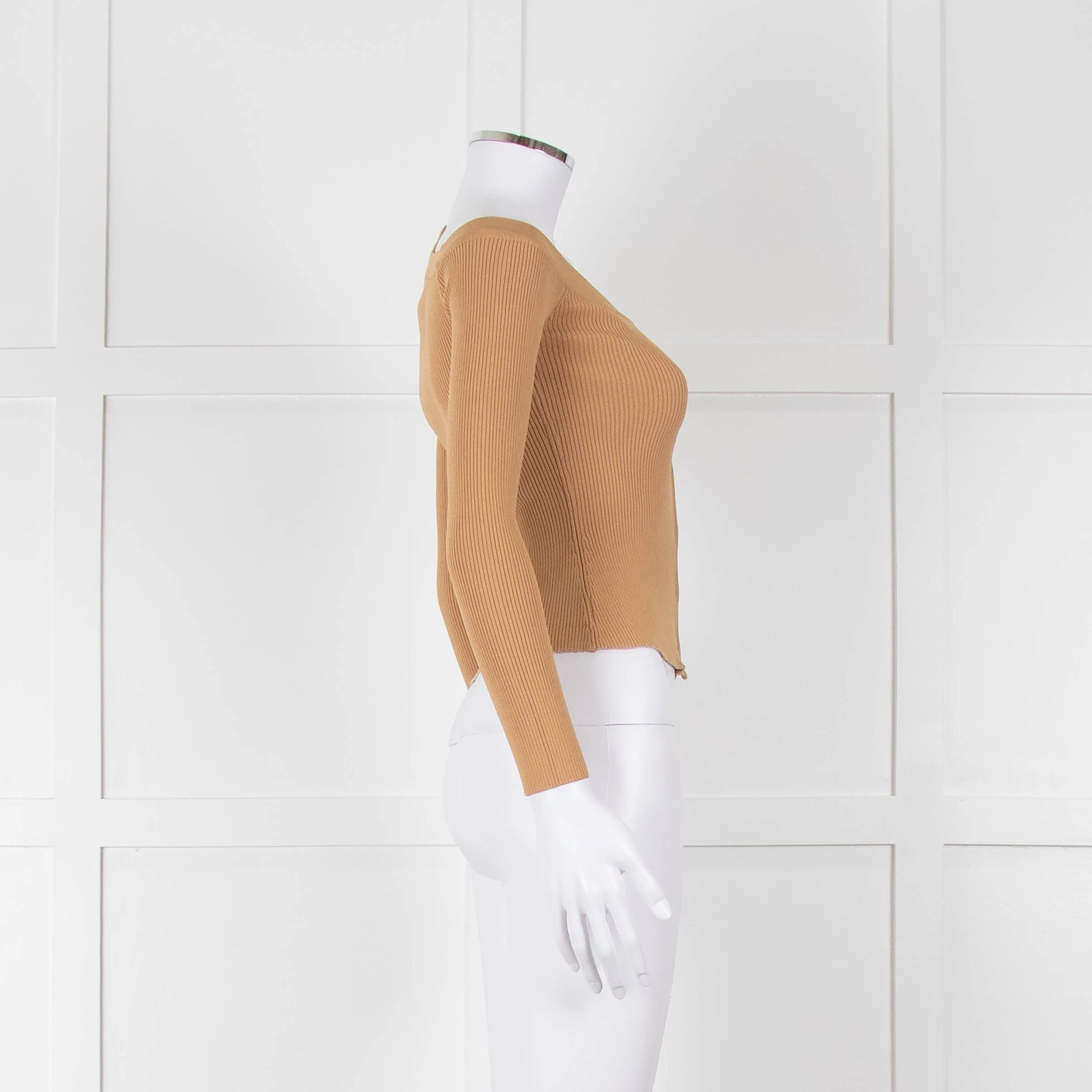 Staud Tan Off The Shoulder Cardigan - Image 3