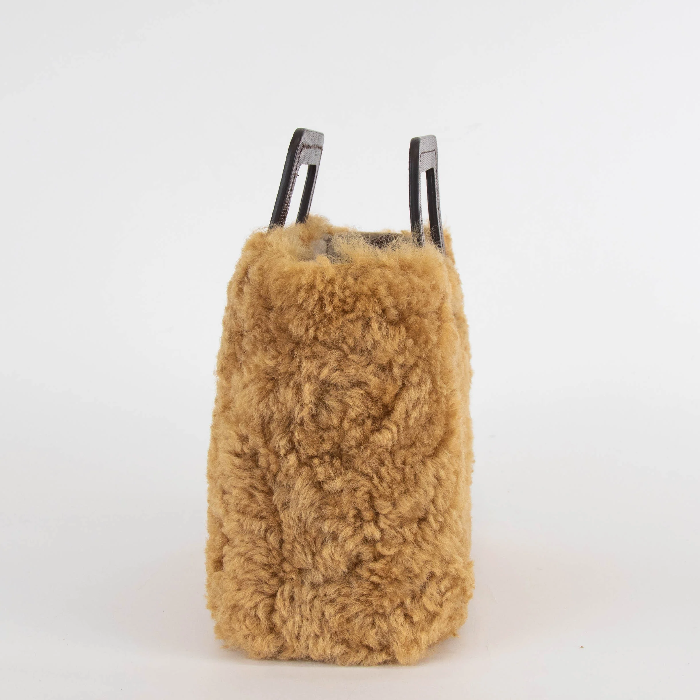 Staud Tan Shearling Brown Leather Trim Crossbody Shirley Bag - Image 3