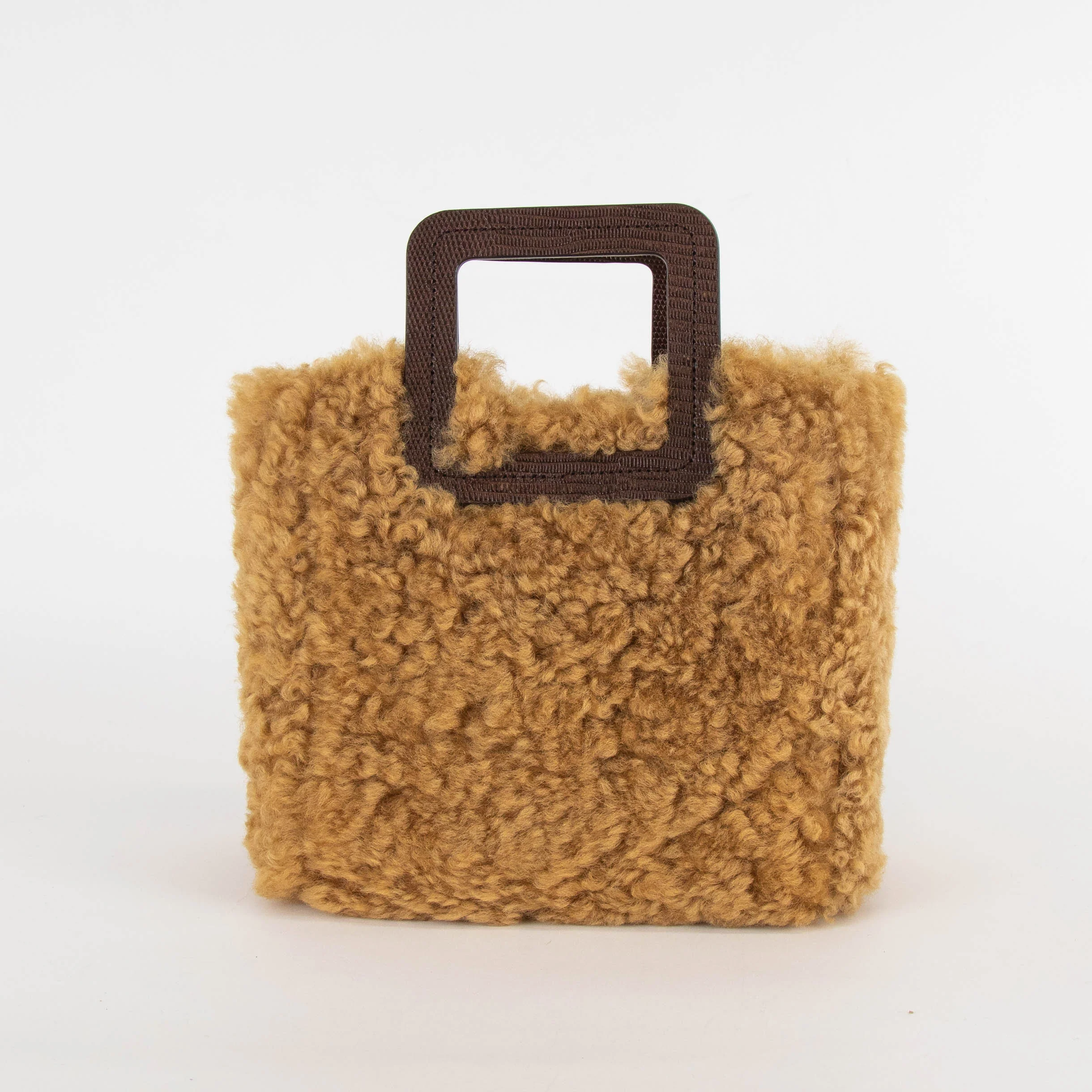 Staud Tan Shearling Brown Leather Trim Crossbody Shirley Bag - Image 4