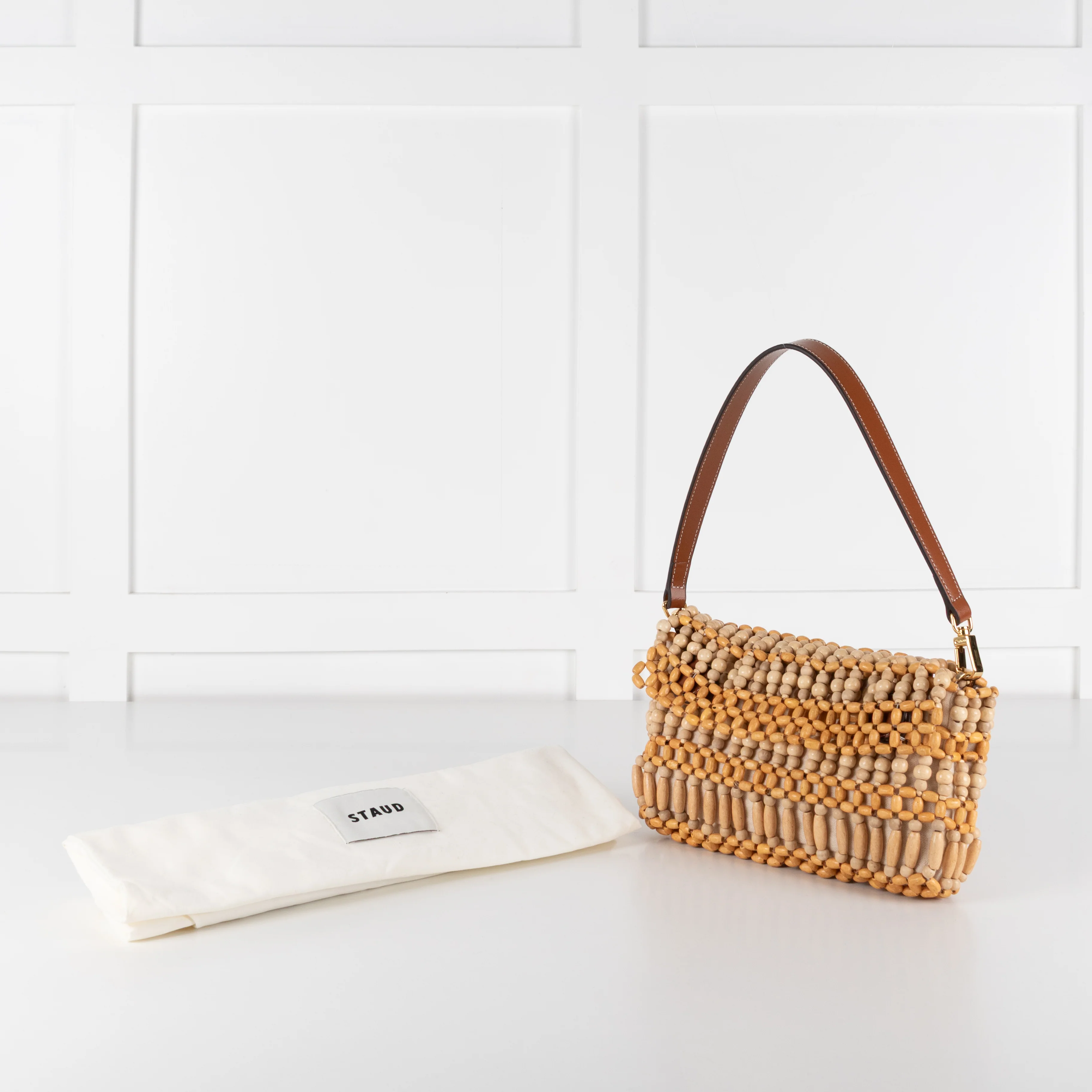 STAUD Timmy Wooden Bead Fold Over Shoulder Bag - Image 3