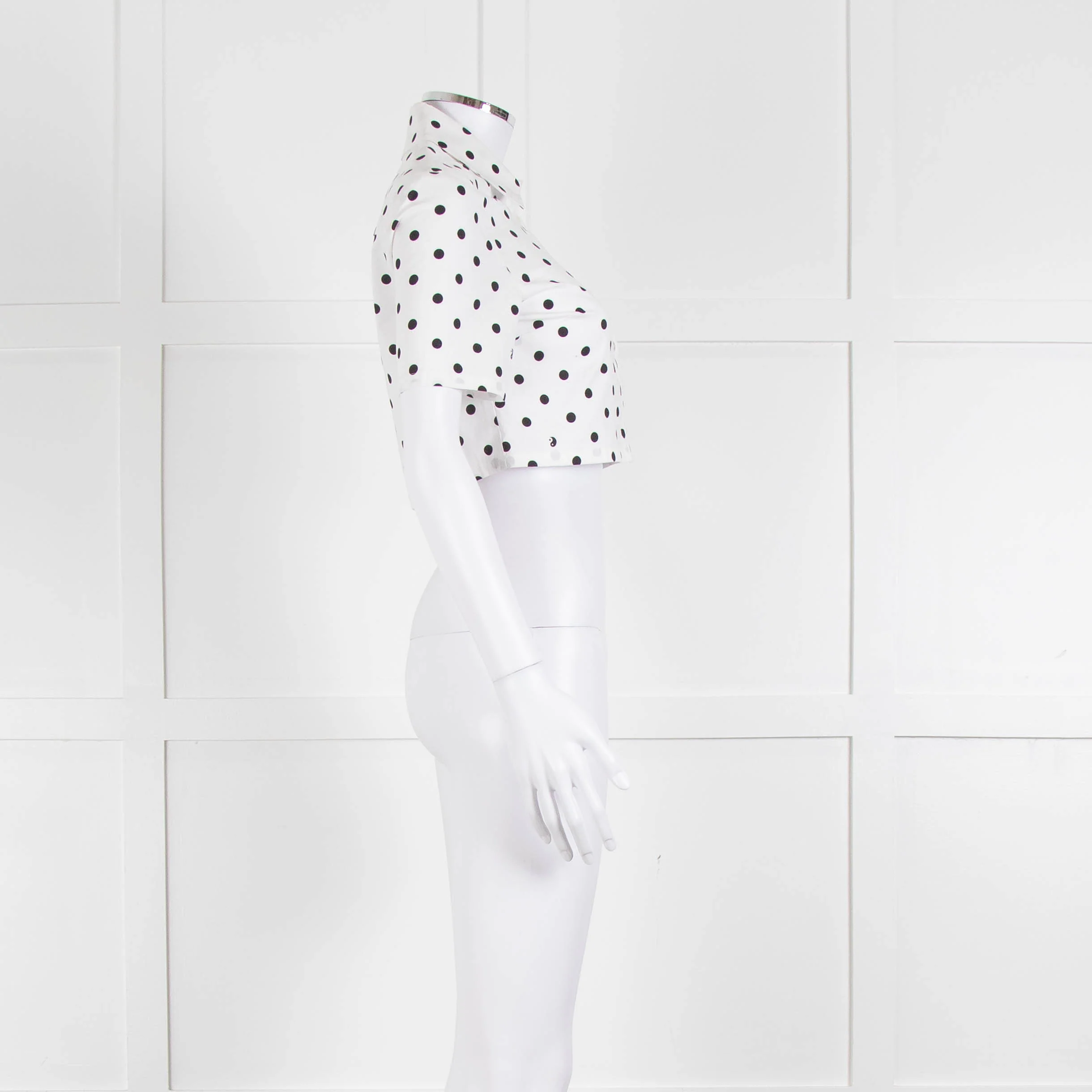 Staud White Black Polka Dot Cropped Shirt - Image 3