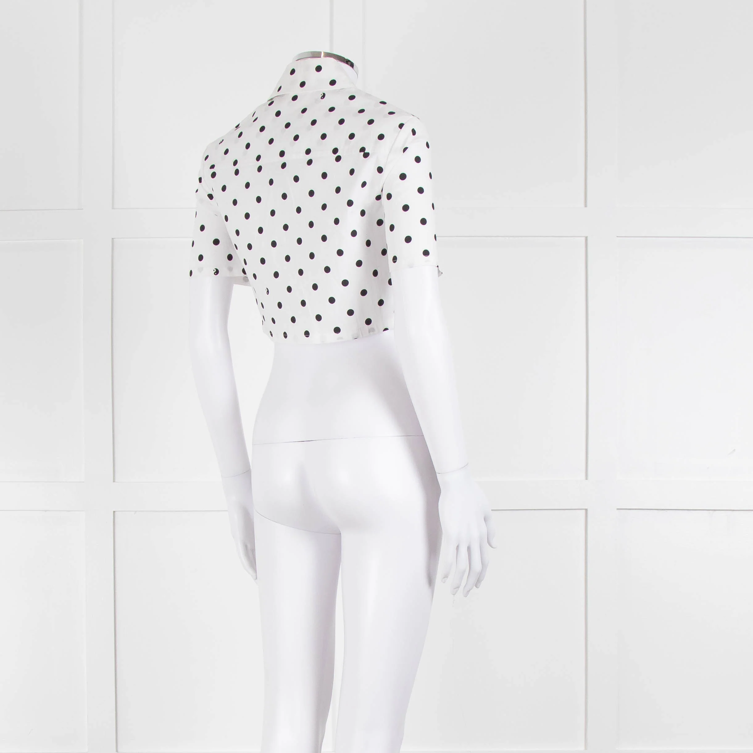 Staud White Black Polka Dot Cropped Shirt - Image 4