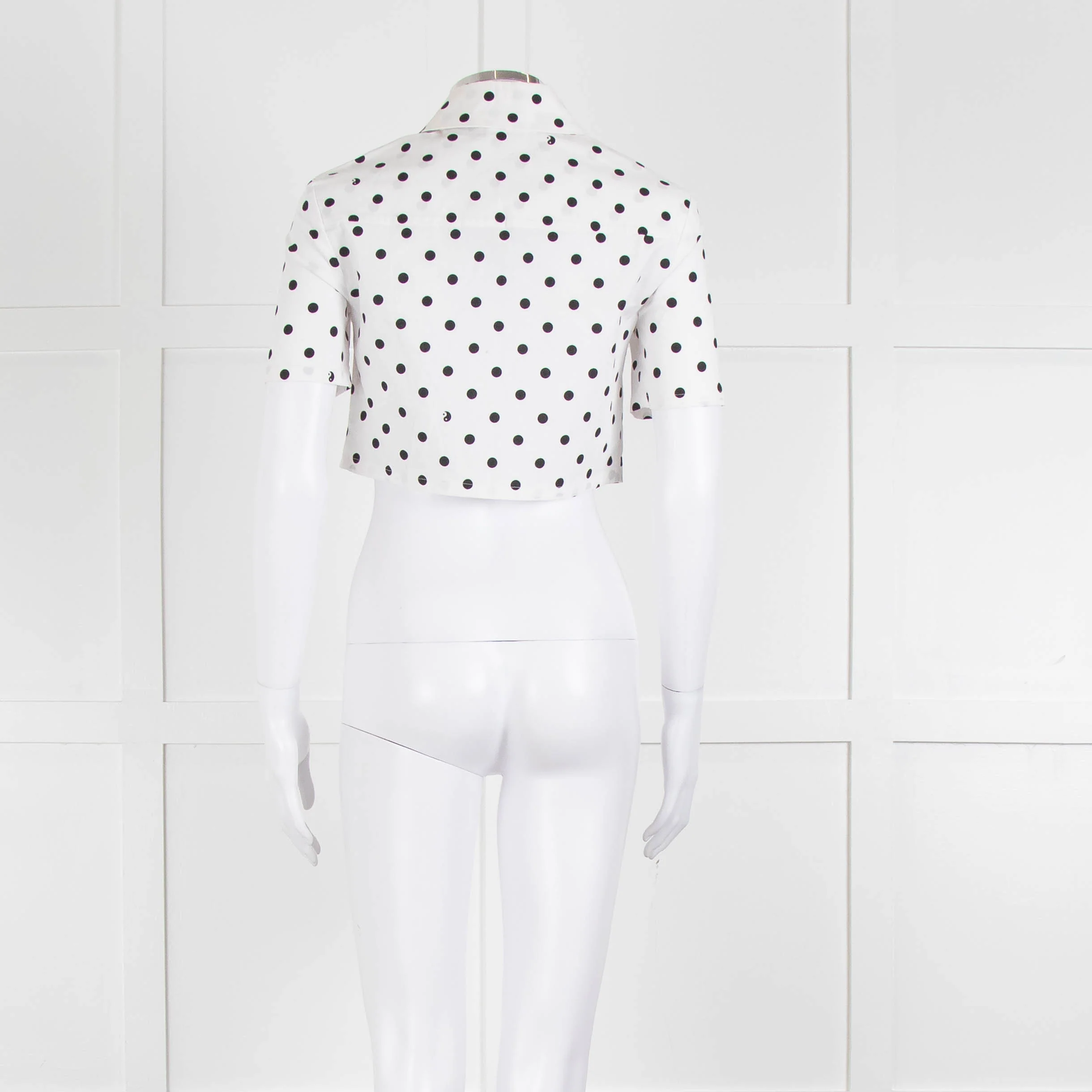 Staud White Black Polka Dot Cropped Shirt - Image 5