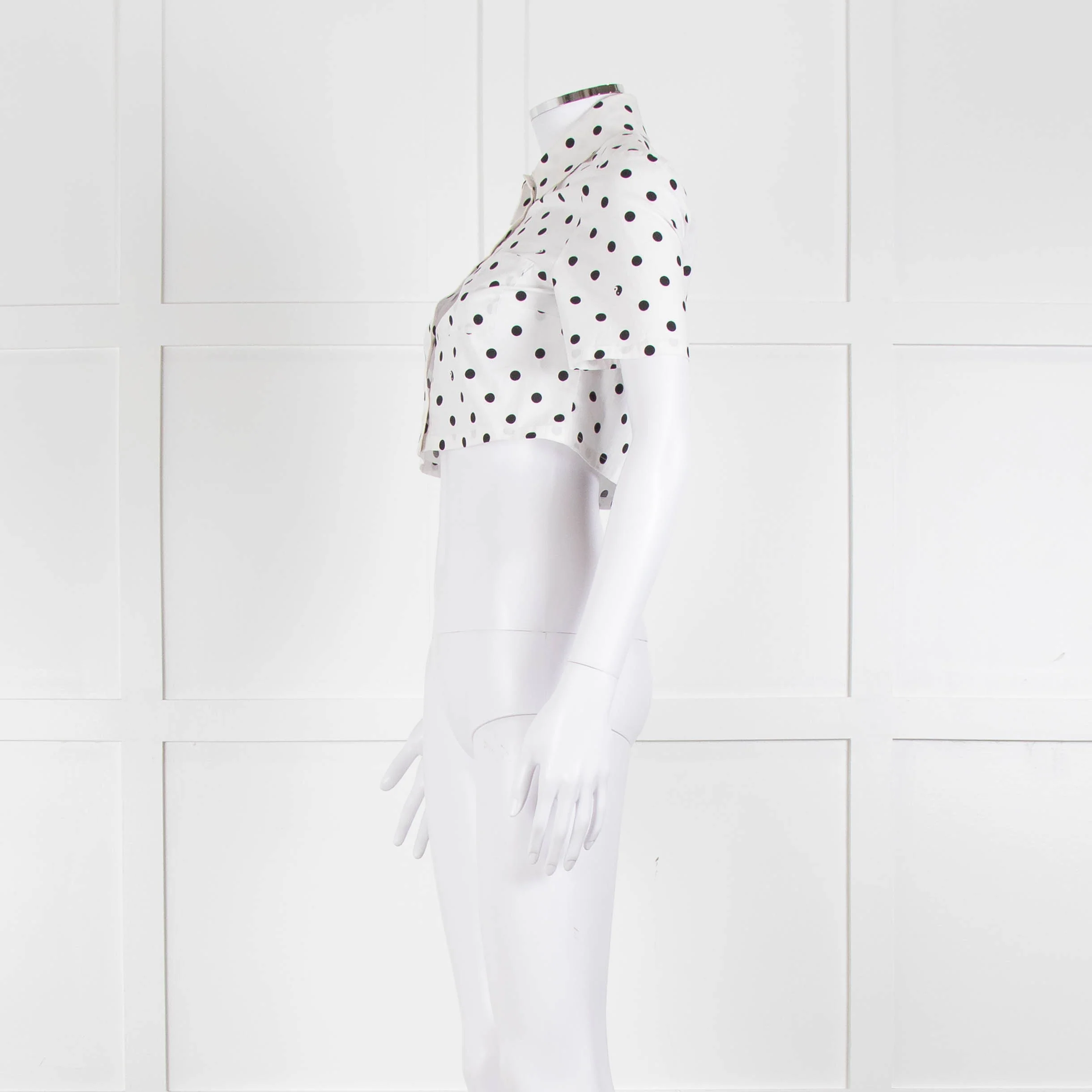 Staud White Black Polka Dot Cropped Shirt - Image 7