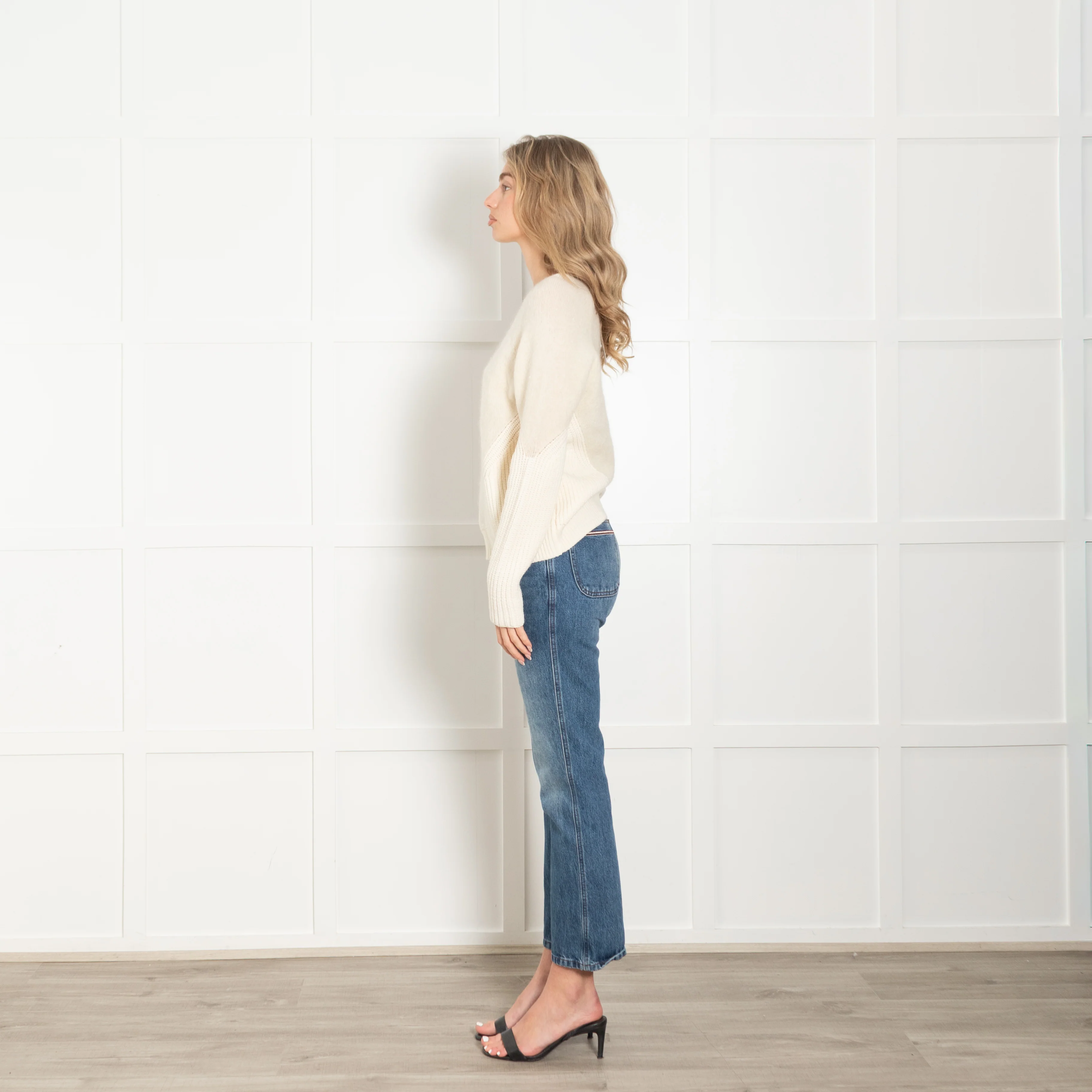 Stefanel Cream Boiled Wool And Rib Jumper - Image 4