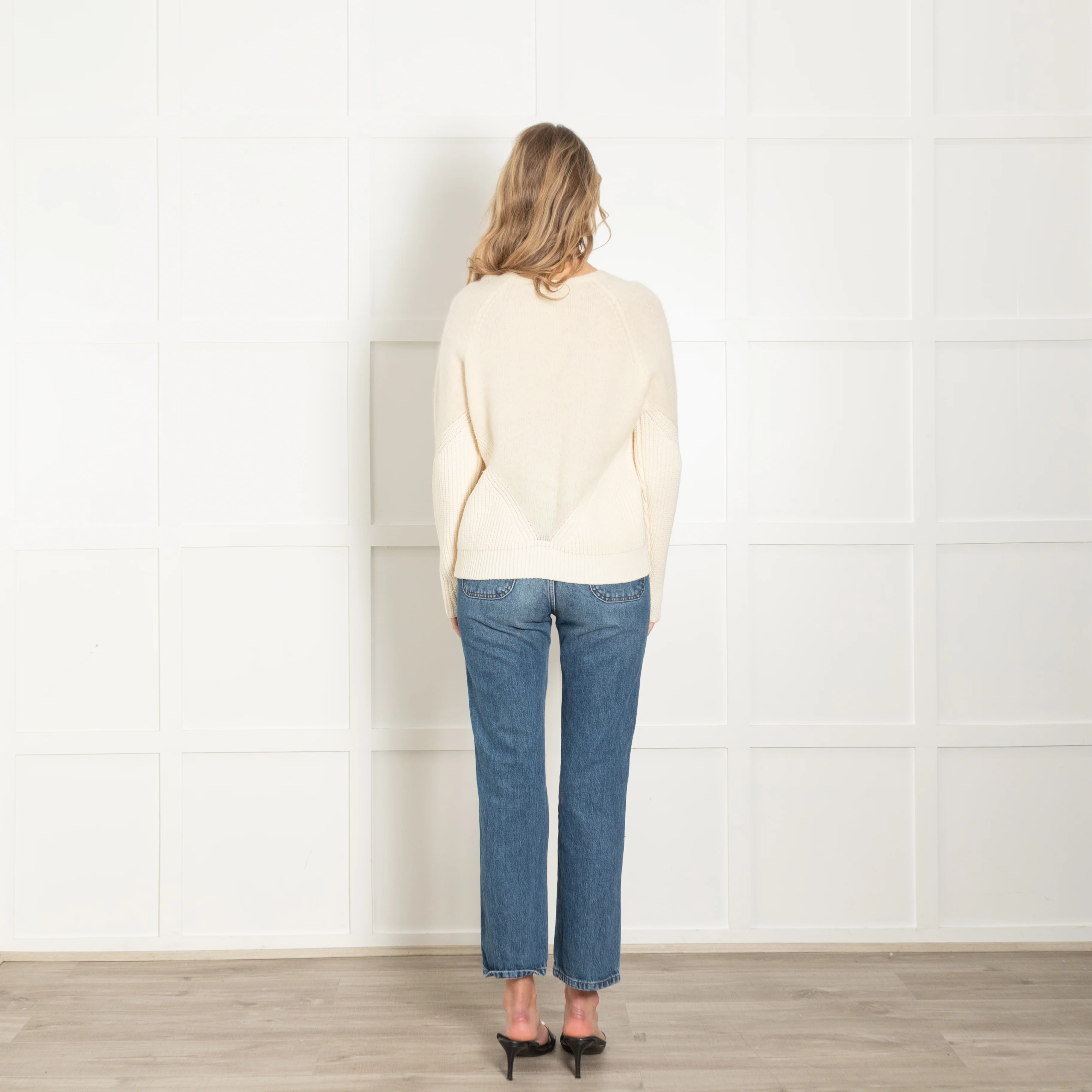 Stefanel Cream Boiled Wool And Rib Jumper - Image 5