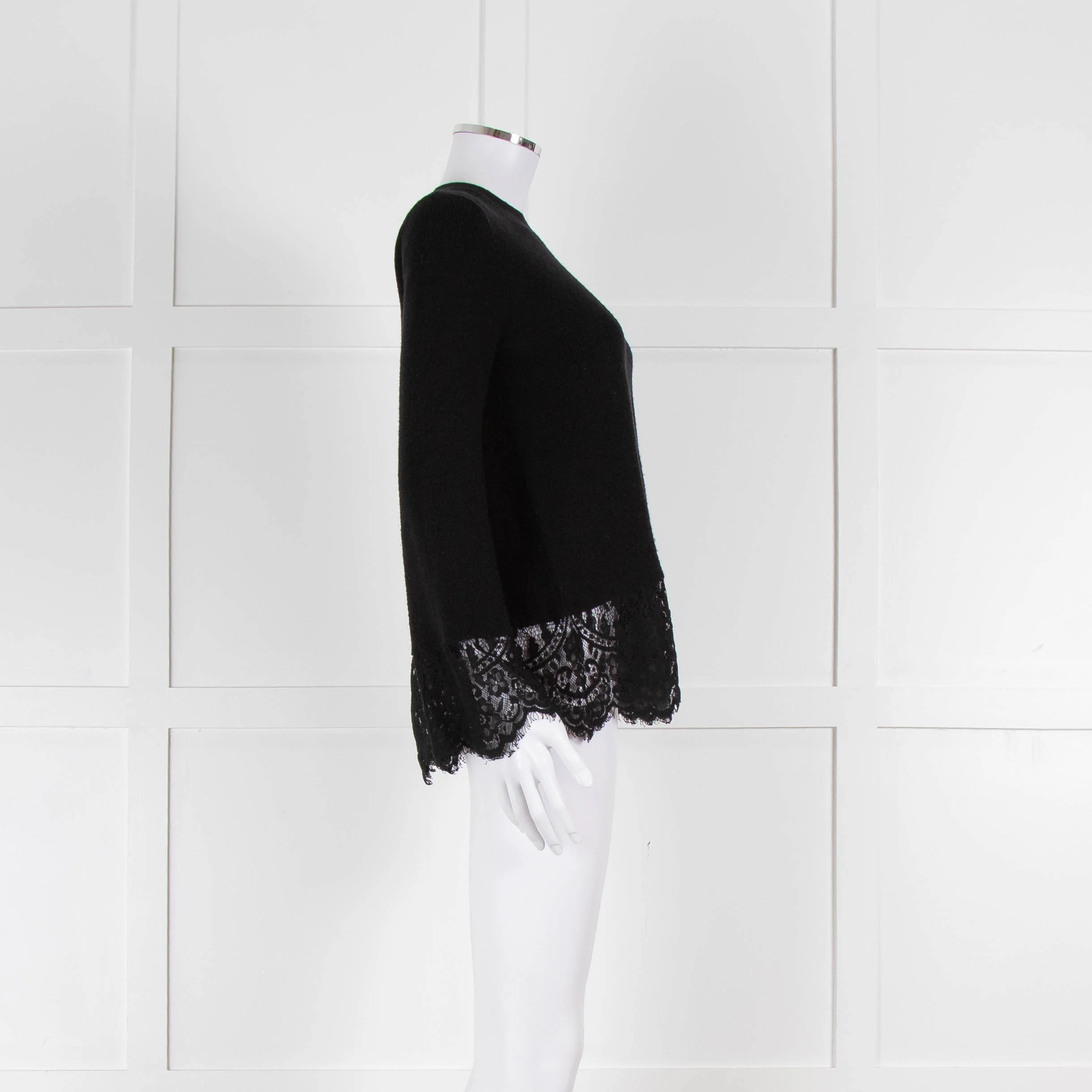 Steffen Schraut Black Wool Lace Hem Jumper - Image 3