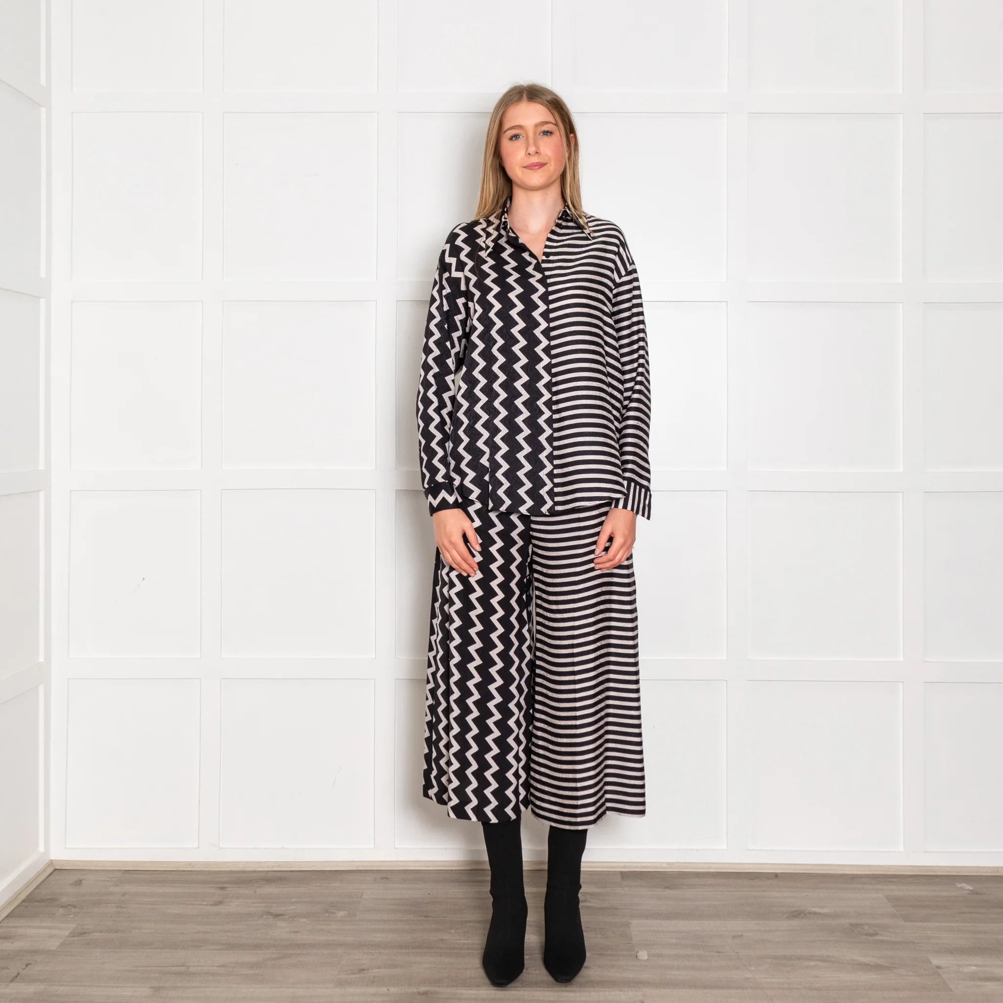 Stella McCartney Black and White Zig Zag Stripe Co-Ord