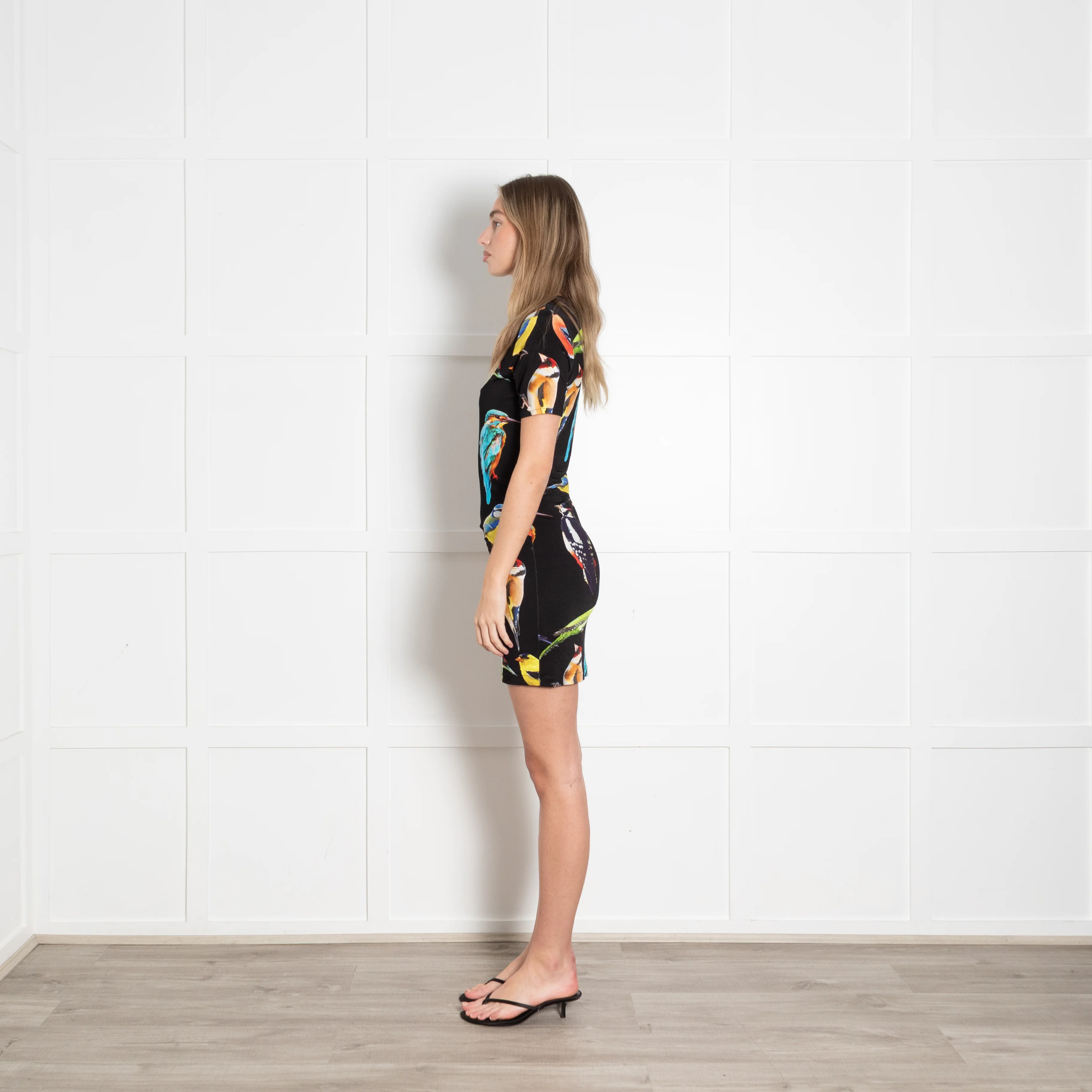 Stella McCartney Black Bird Print Jersey Mini Dress - Image 4