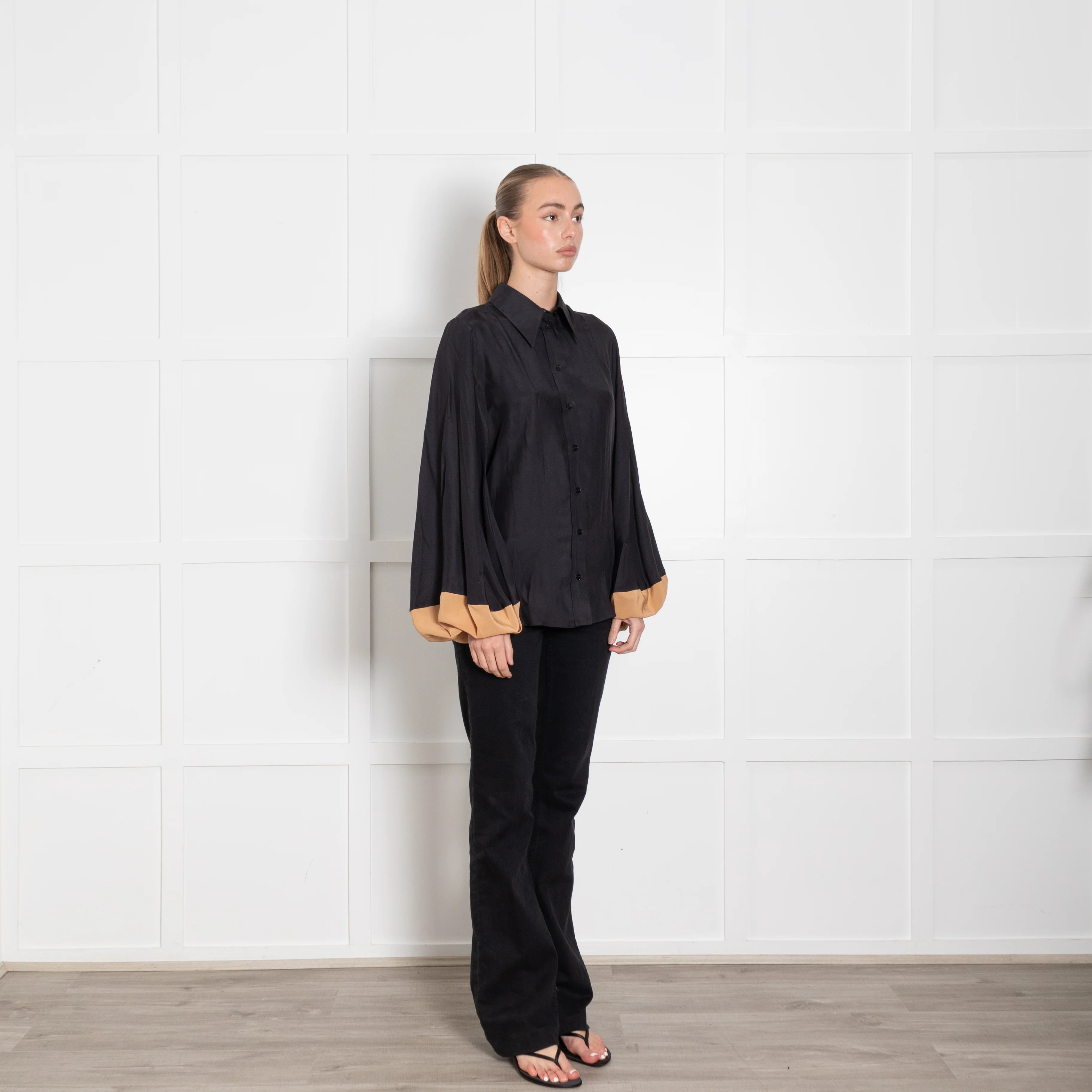 Stella McCartney Black Brown Silk Blouse - Image 7