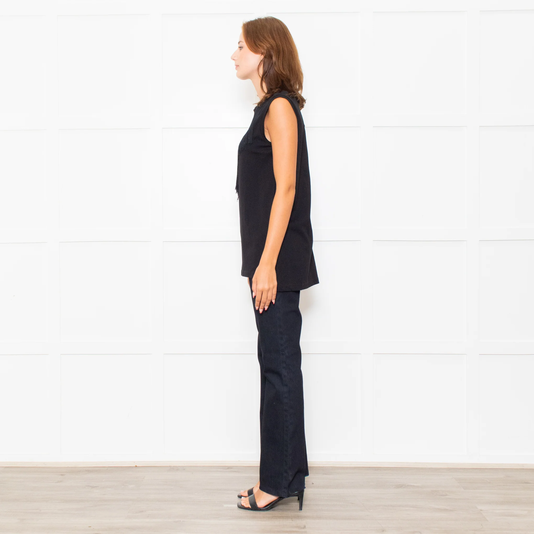 Stella McCartney Black Fringe Detail Sleeveless Top - Image 4