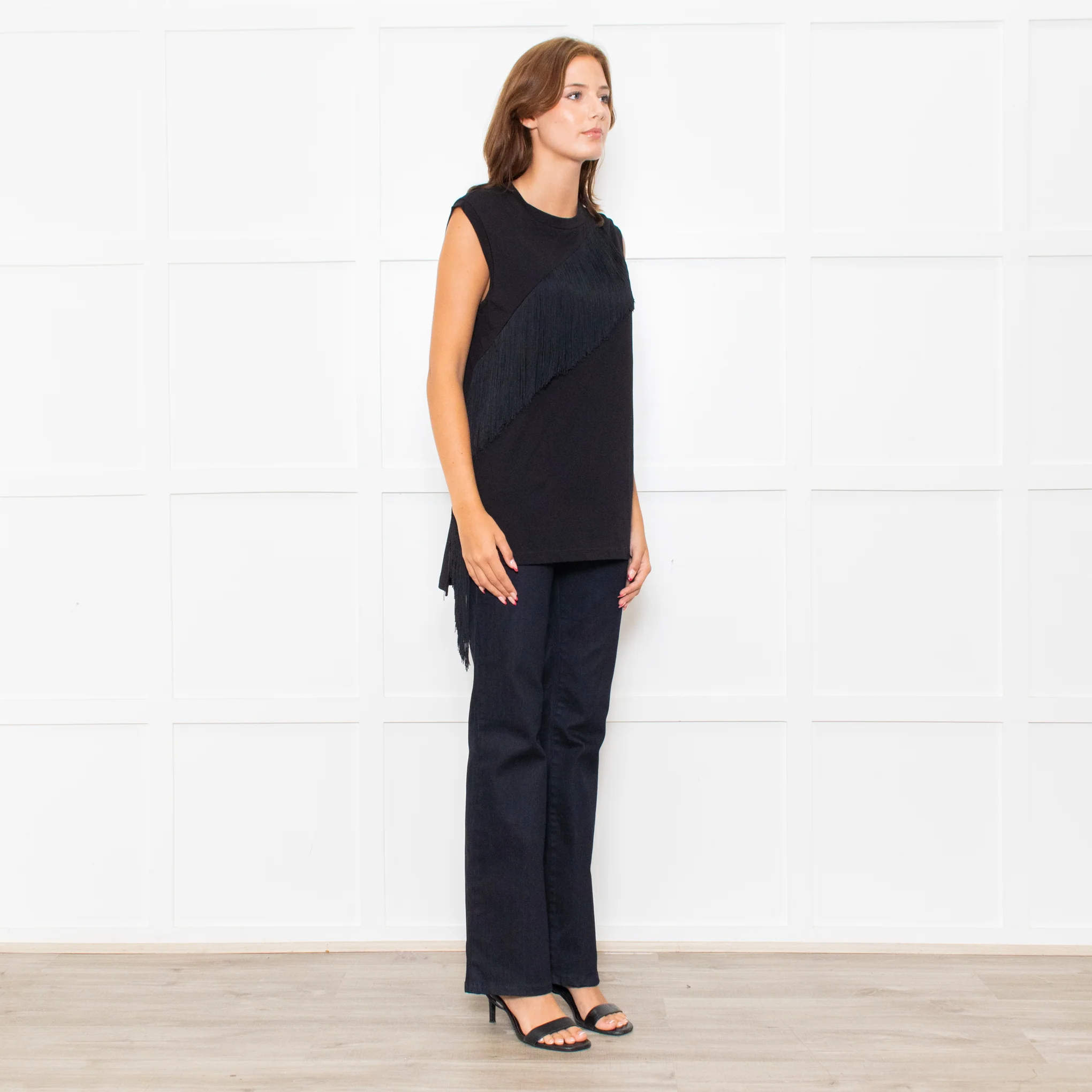 Stella McCartney Black Fringe Detail Sleeveless Top - Image 7