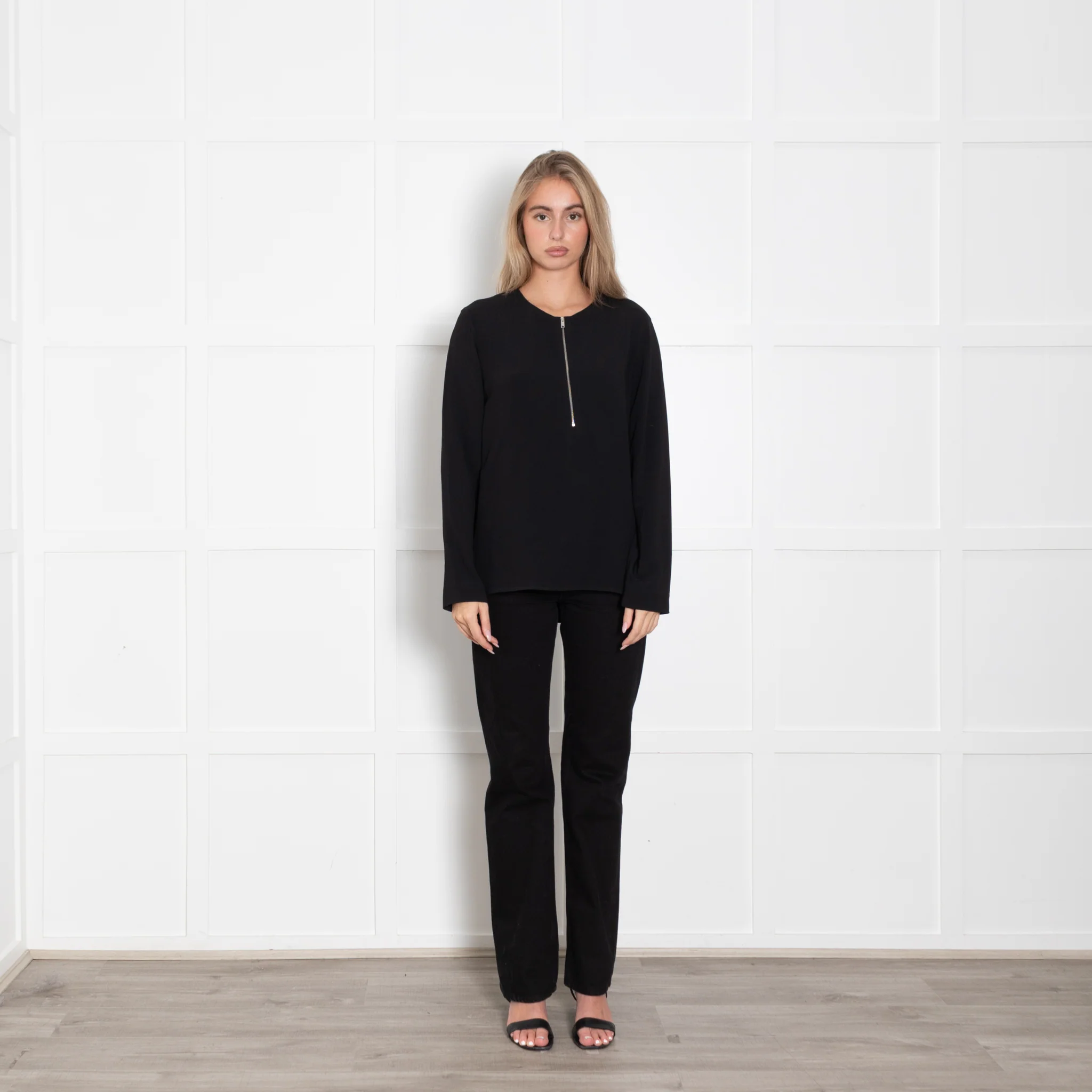 Stella McCartney Black Long Sleeve Zip Front Top