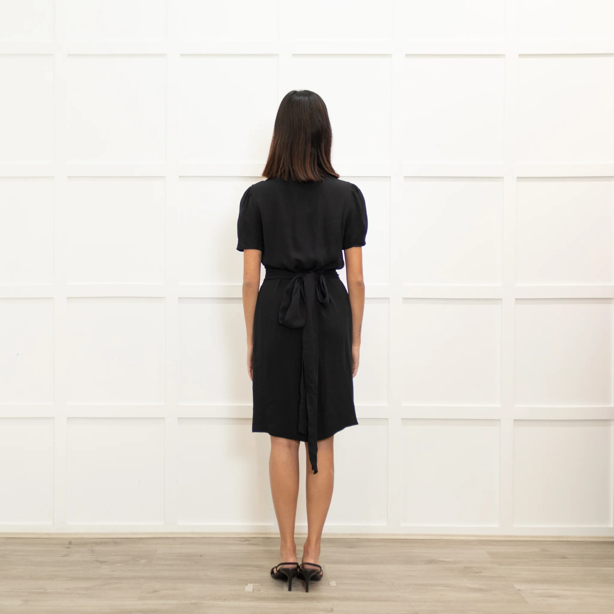Stella McCartney Black Silk Short Dress With Button Front & Belt - Image 5