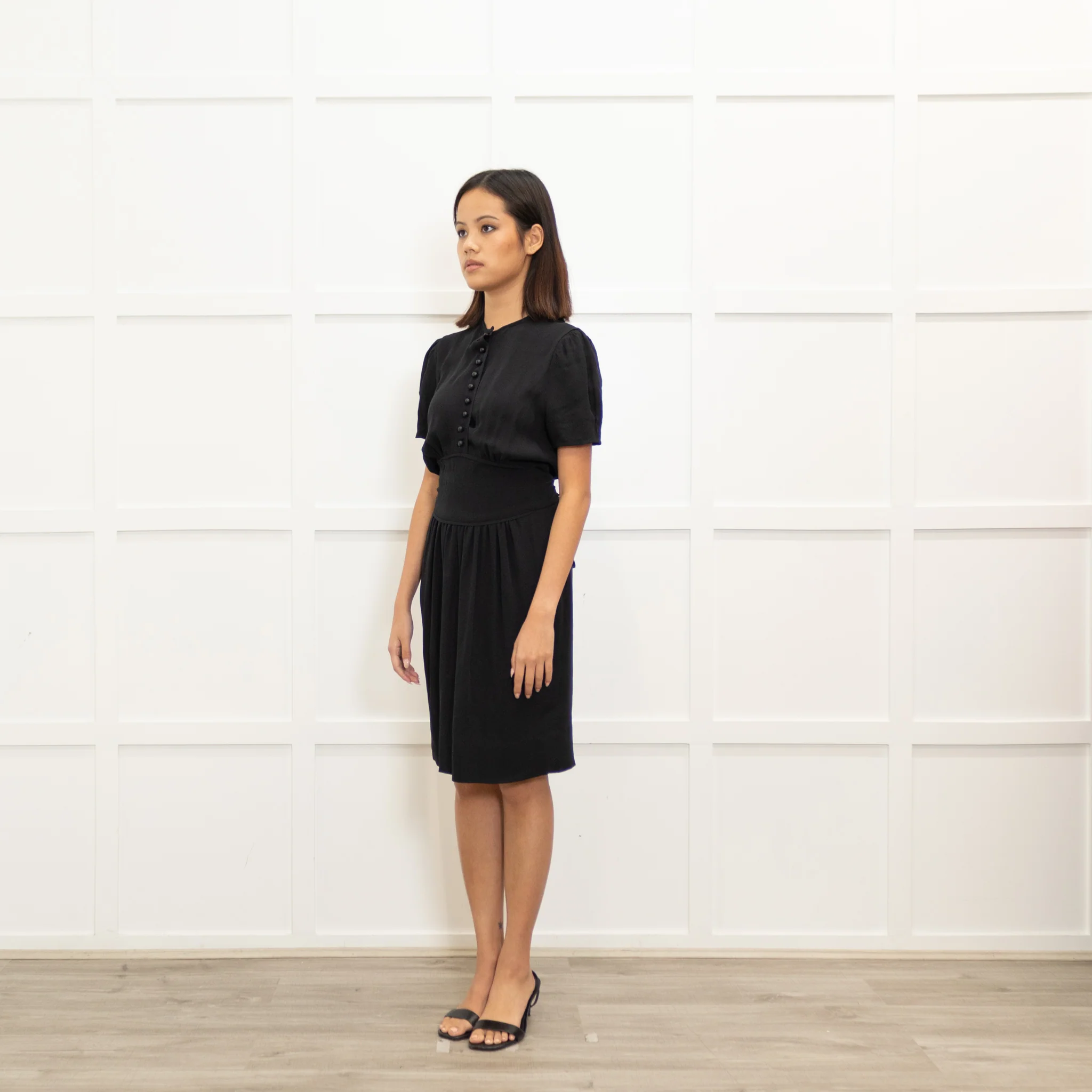 Stella McCartney Black Silk Short Dress With Button Front & Belt - Image 7