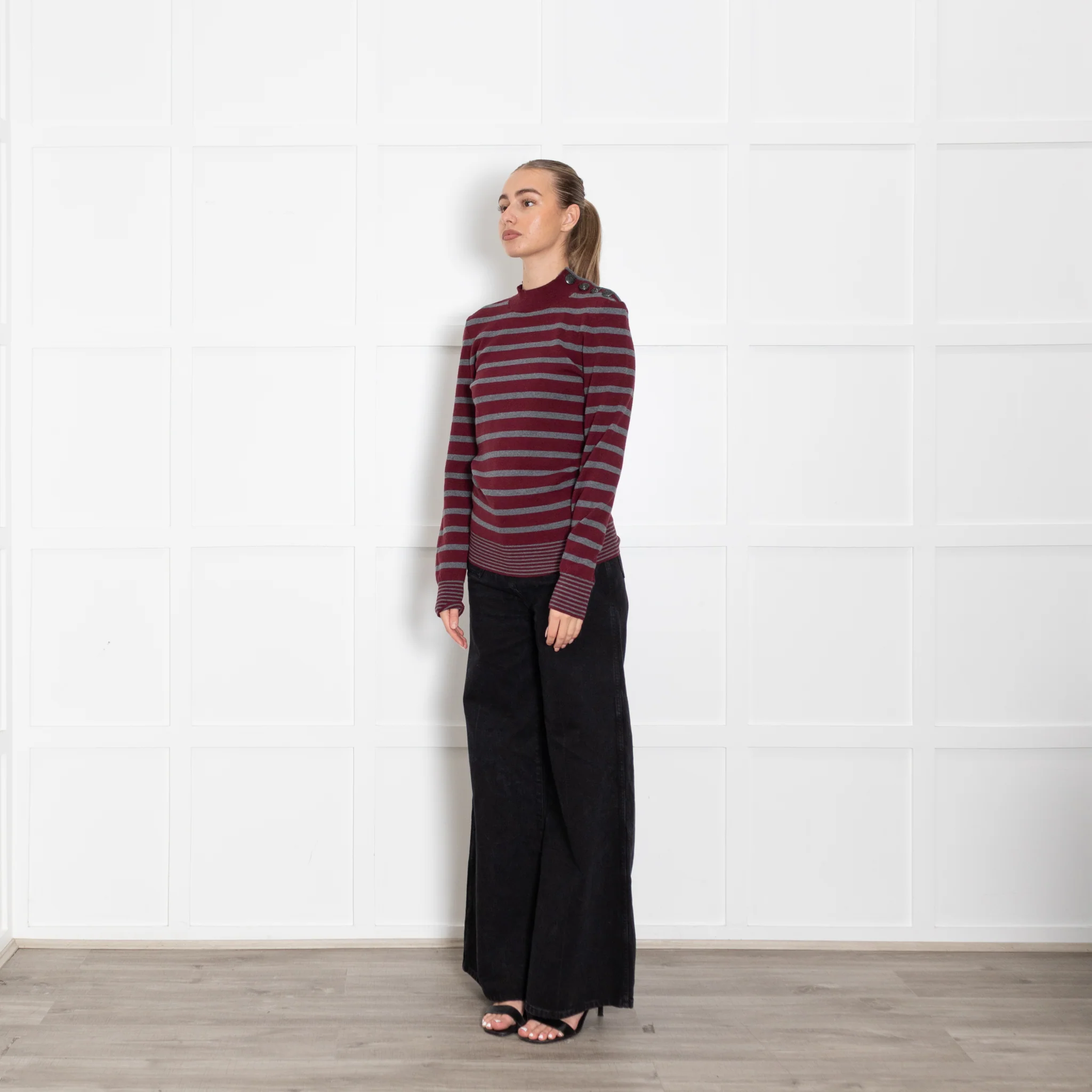 Stella McCartney Burgundy And Grey Stripe Jumper - Image 3