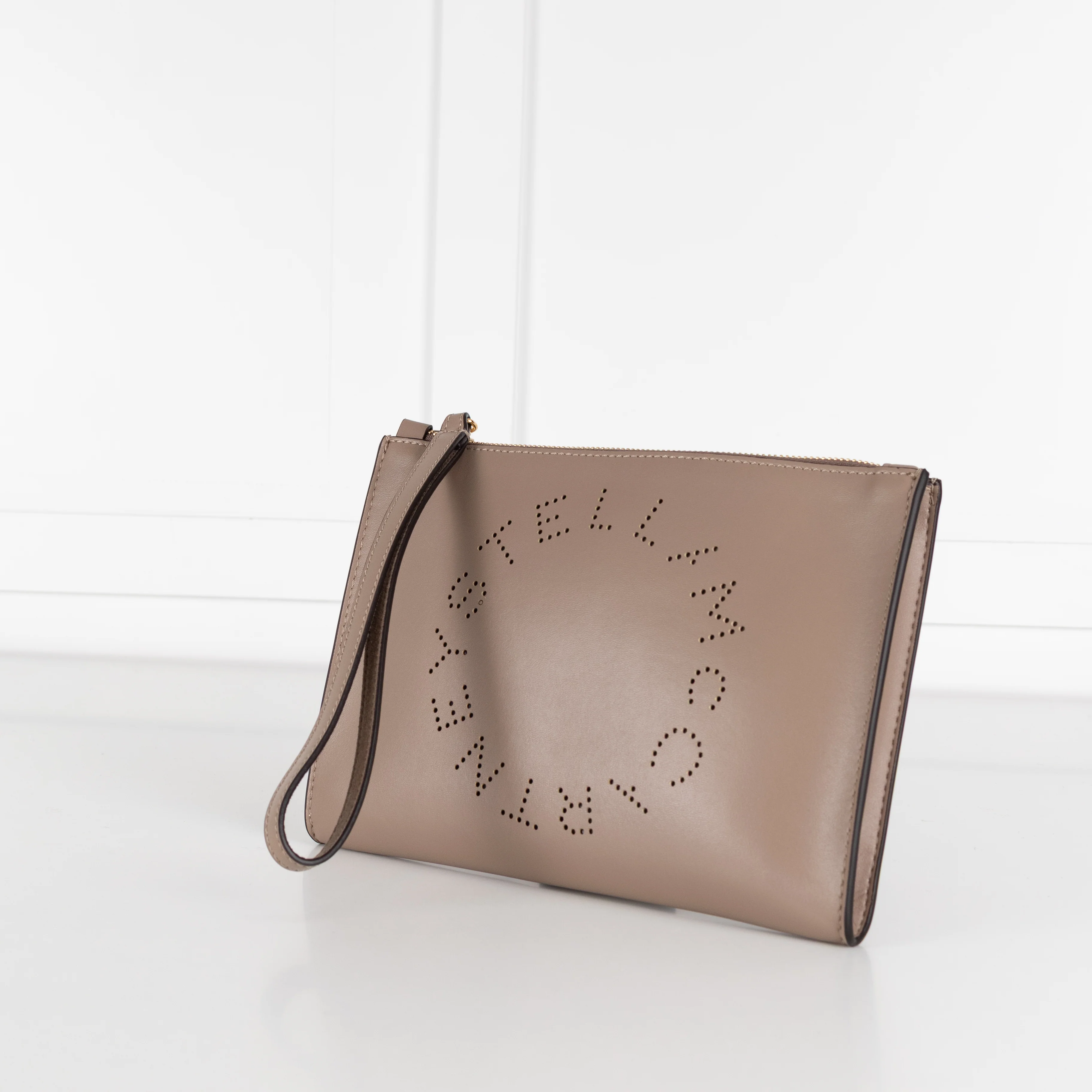 Stella McCartney Logo Taupe Vegan Leather Pouch - Image 7