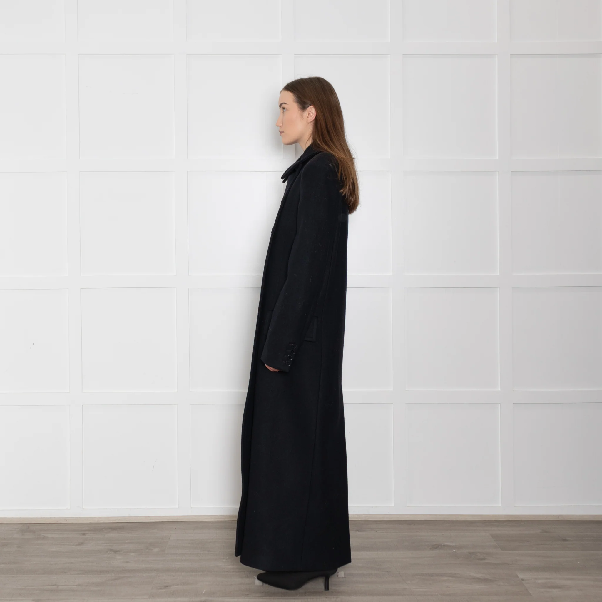 Stella McCartney Navy Blue Wool Double Breasted Maxi Coat - Image 4