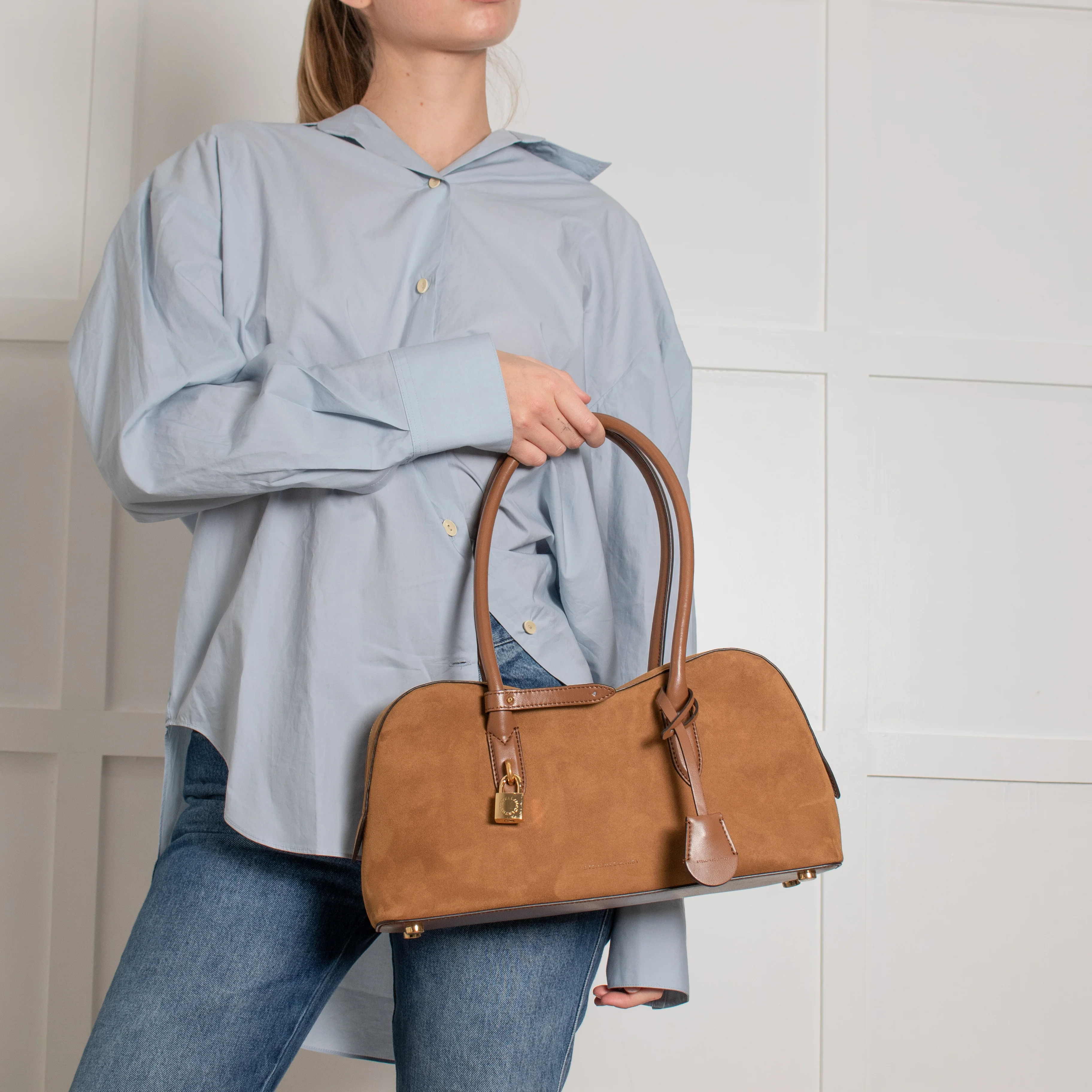 Stella McCartney Tan Ryder Faux Suede Shoulder Bag - Image 6