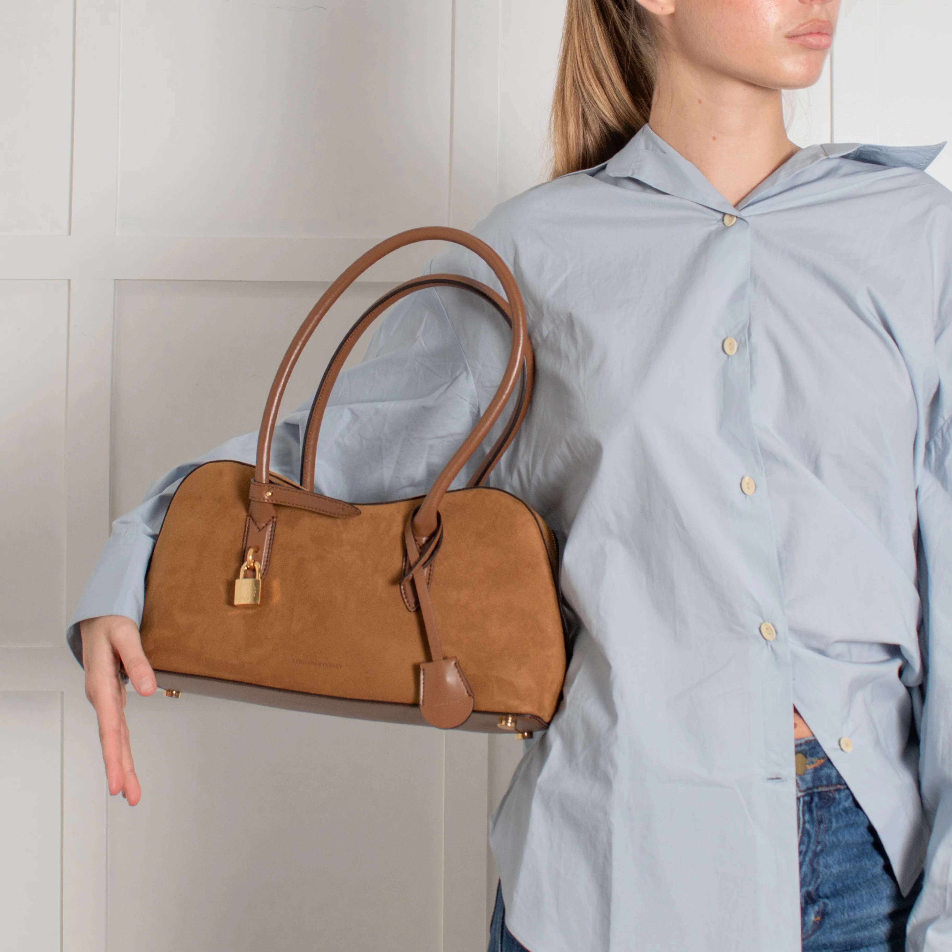 Stella McCartney Tan Ryder Faux Suede Shoulder Bag - Image 8