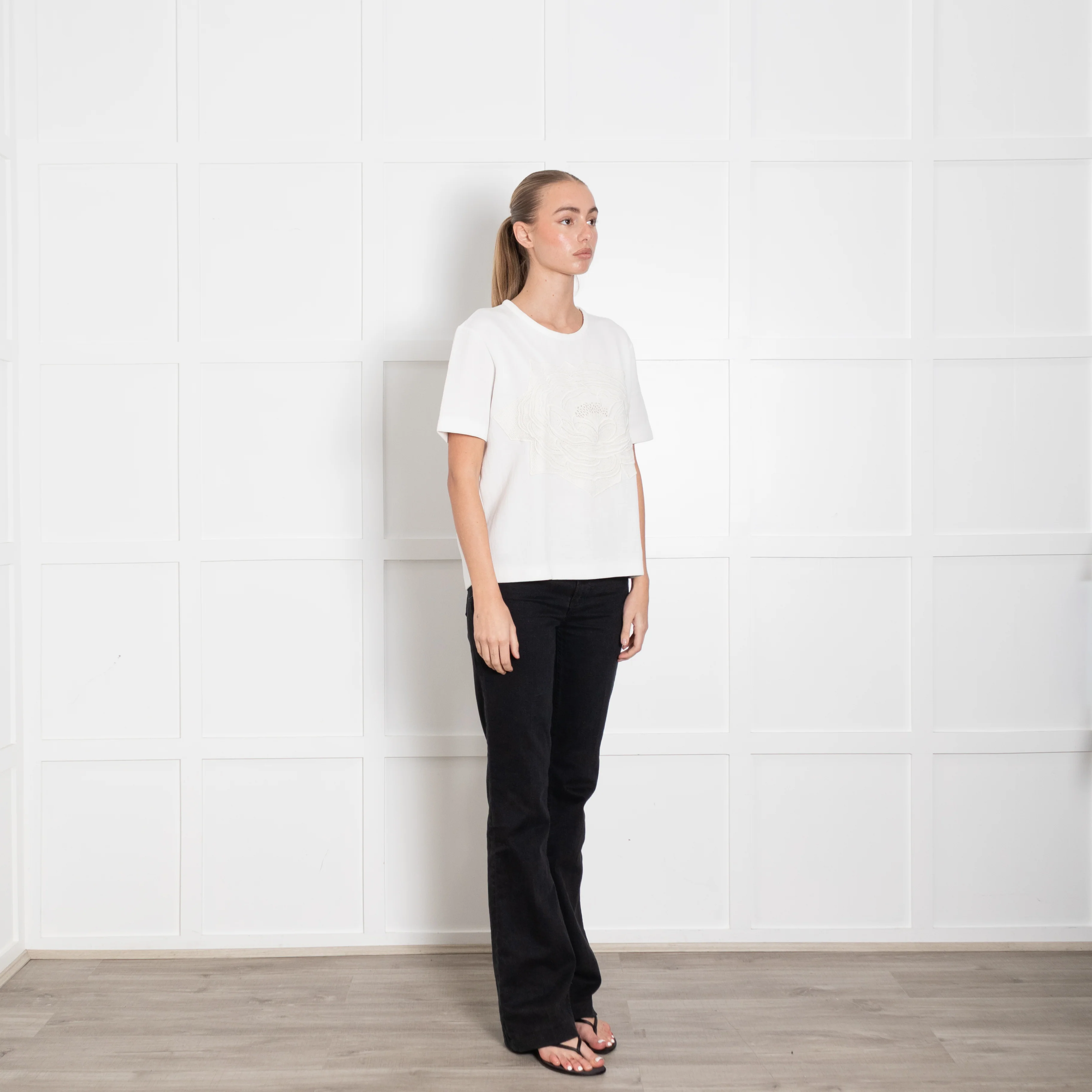 Stella McCartney White Embroidered Short Sleeve Top - Image 7