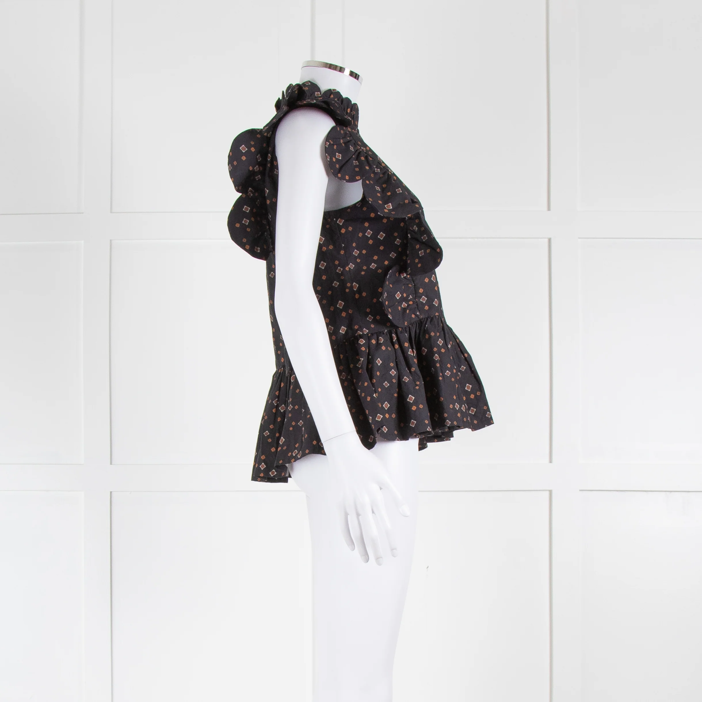 Stella Nova Black With Brown Pattern Sleeveless Top - Image 2