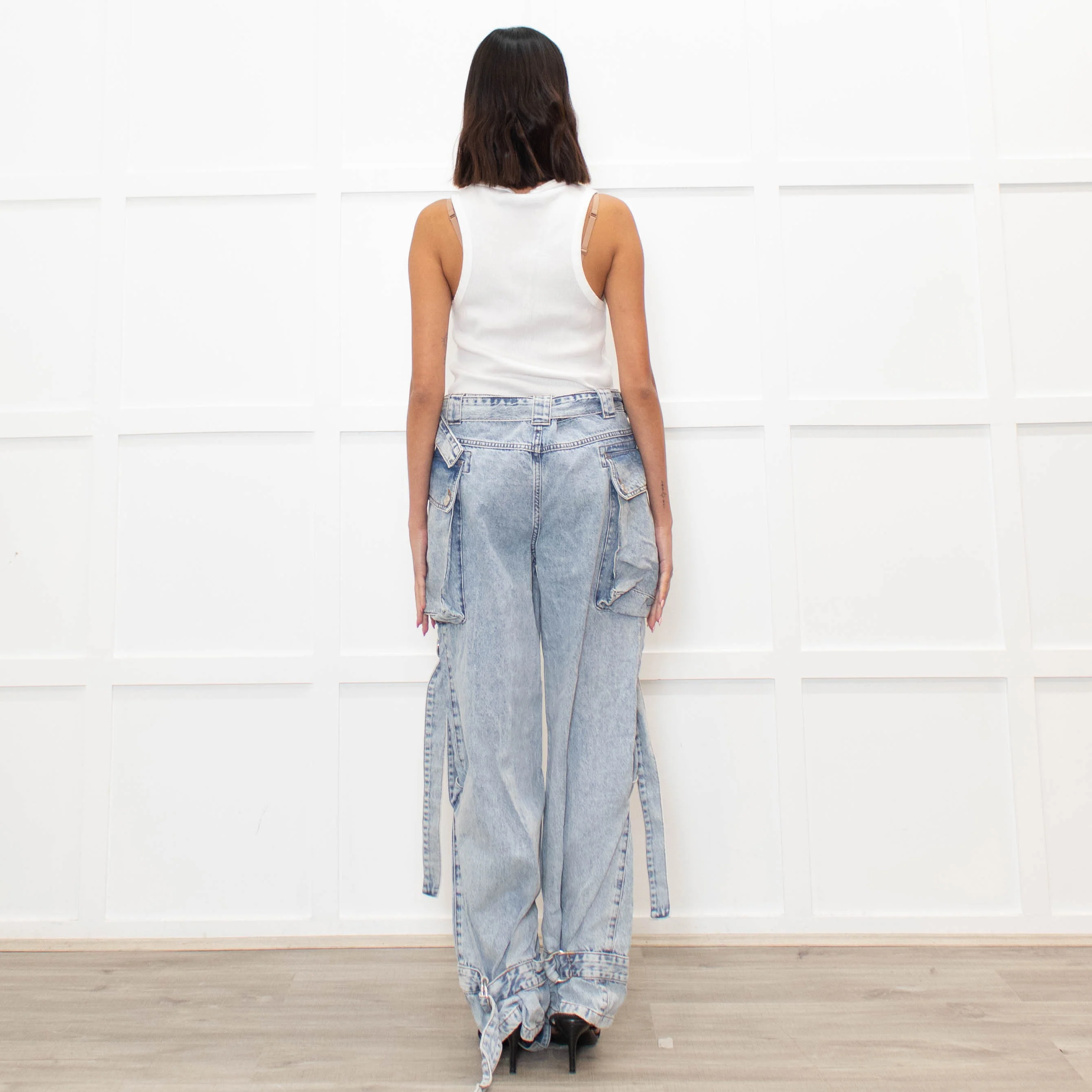 Stella Nova Blue Acid Washed Cargo Jeans - Image 5