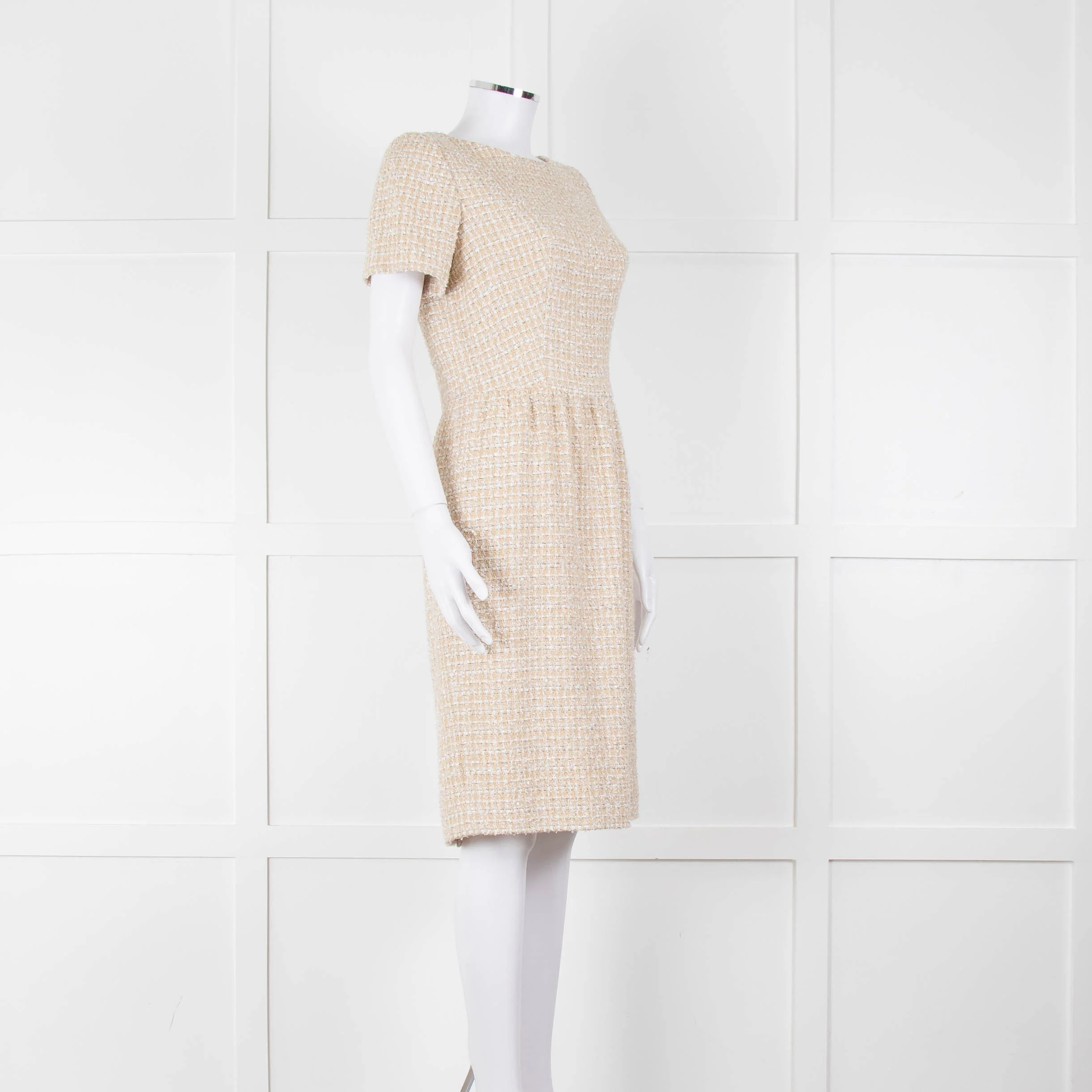Stewart Parvin Cream White Tweed Short Sleeve Dress - Image 2