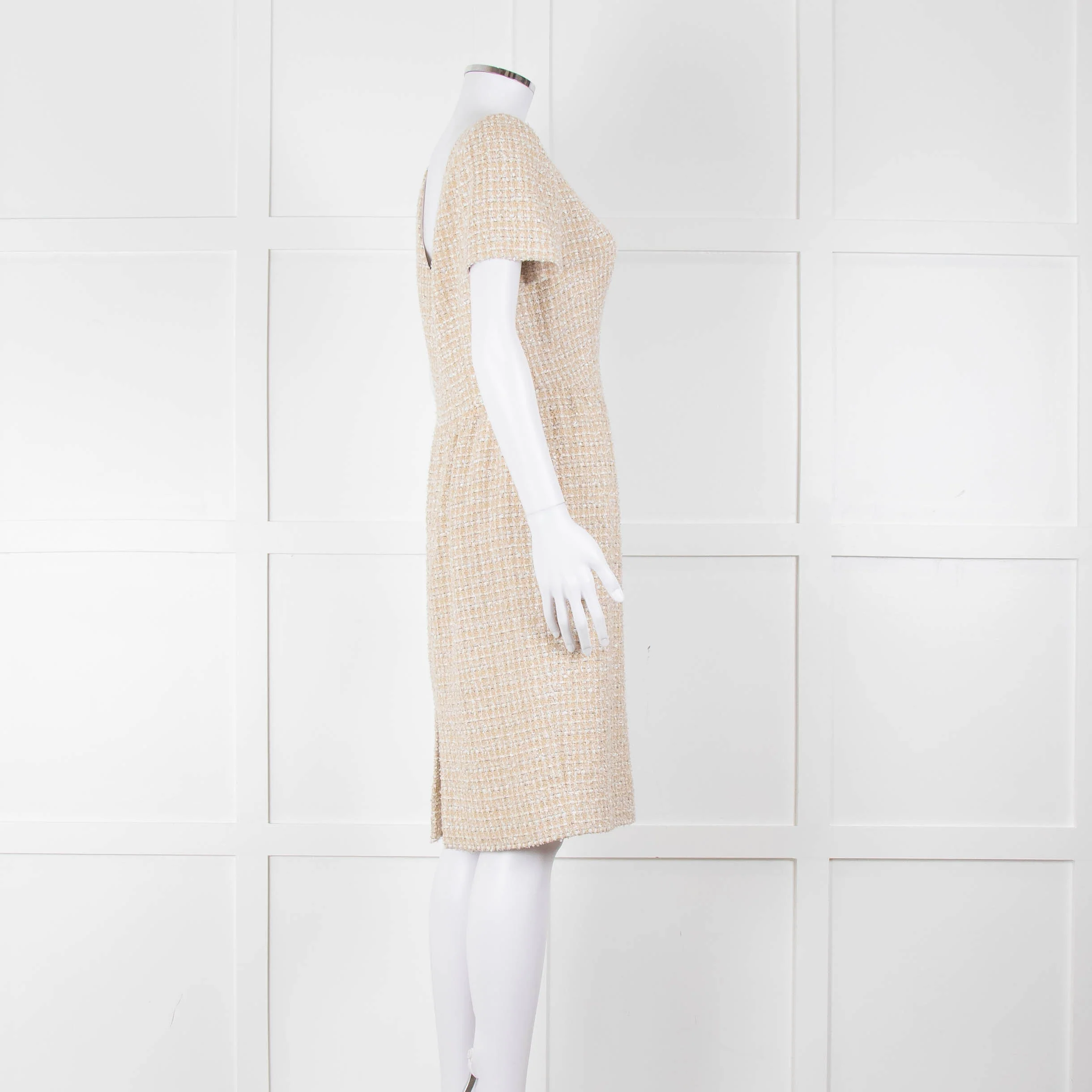 Stewart Parvin Cream White Tweed Short Sleeve Dress - Image 3