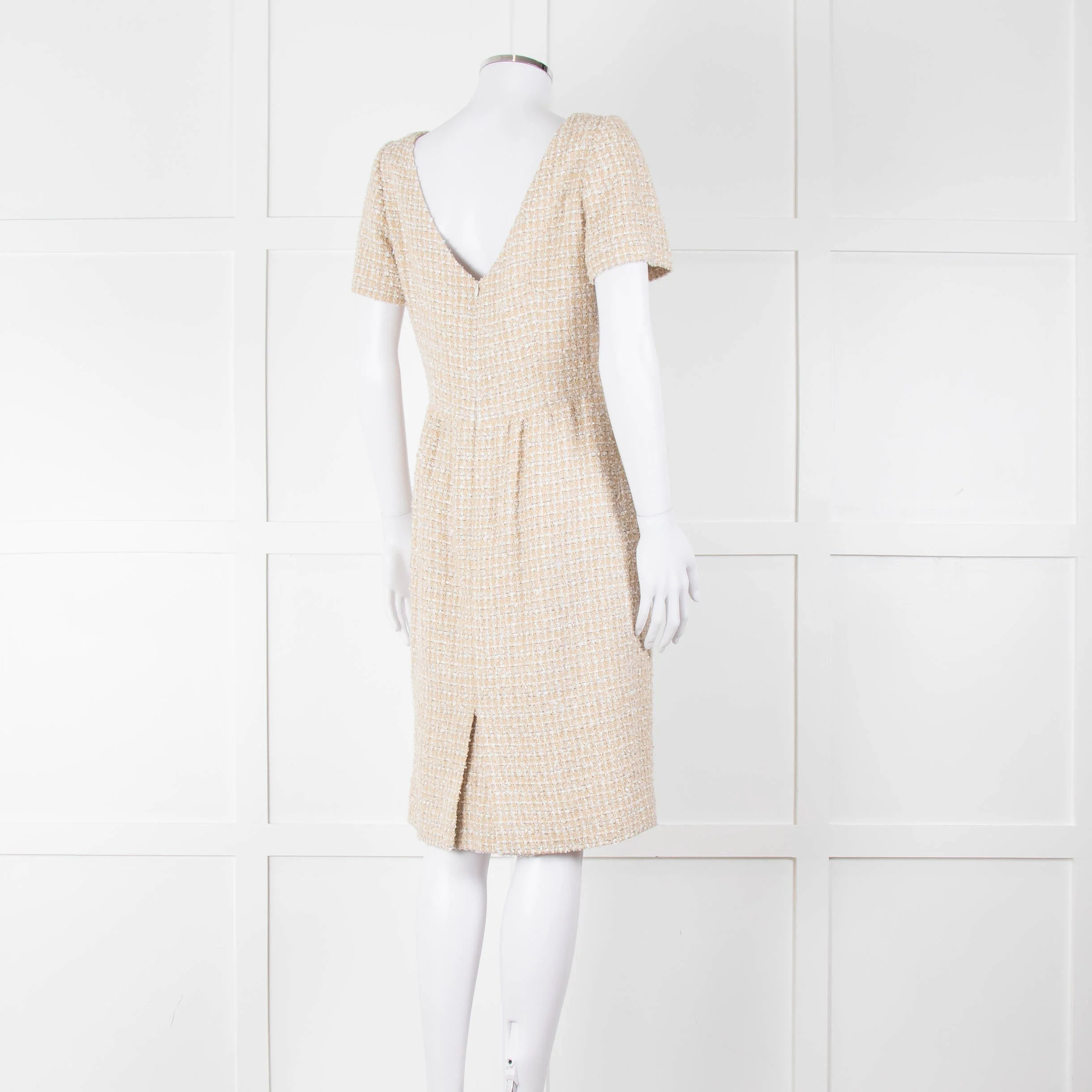 Stewart Parvin Cream White Tweed Short Sleeve Dress - Image 4
