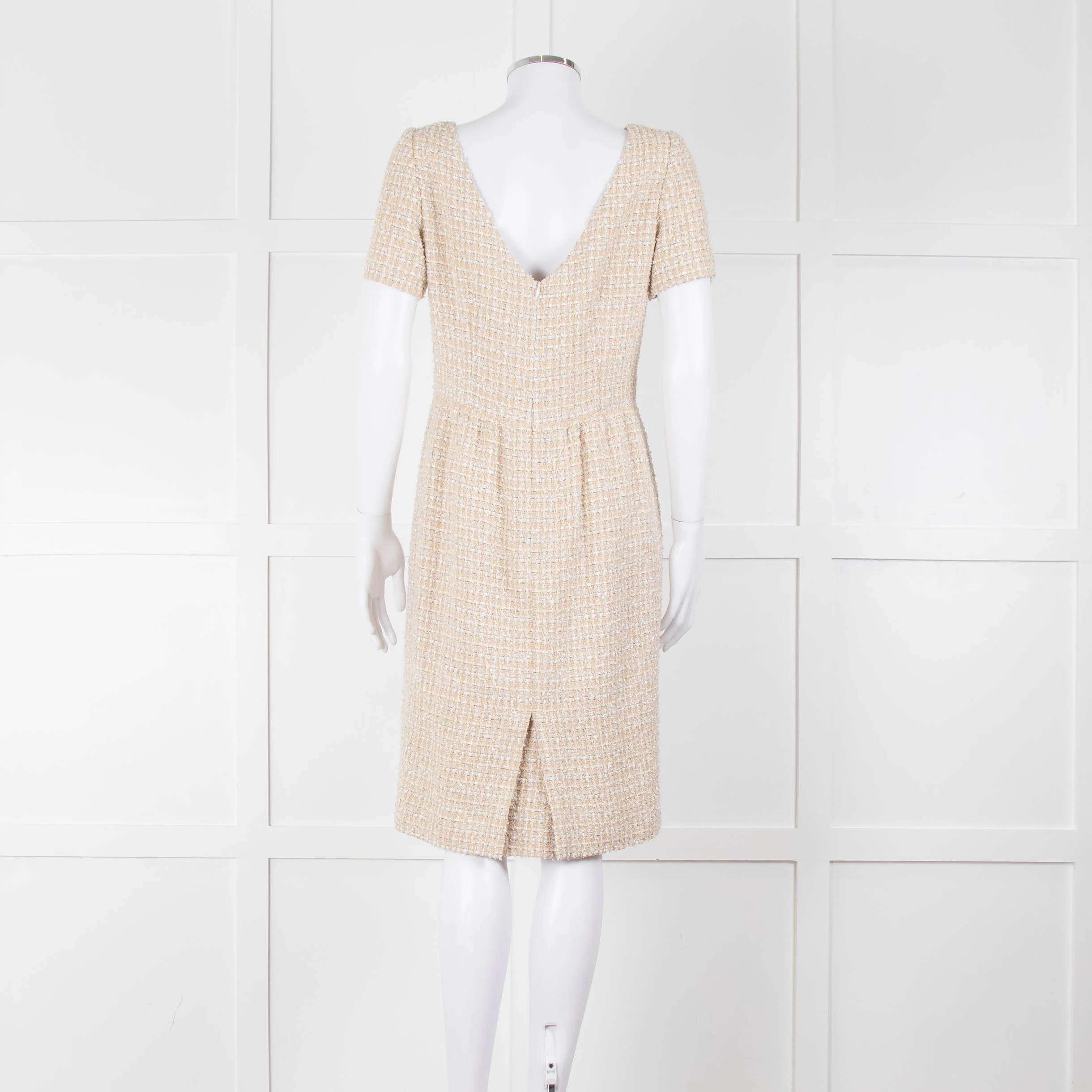 Stewart Parvin Cream White Tweed Short Sleeve Dress - Image 5