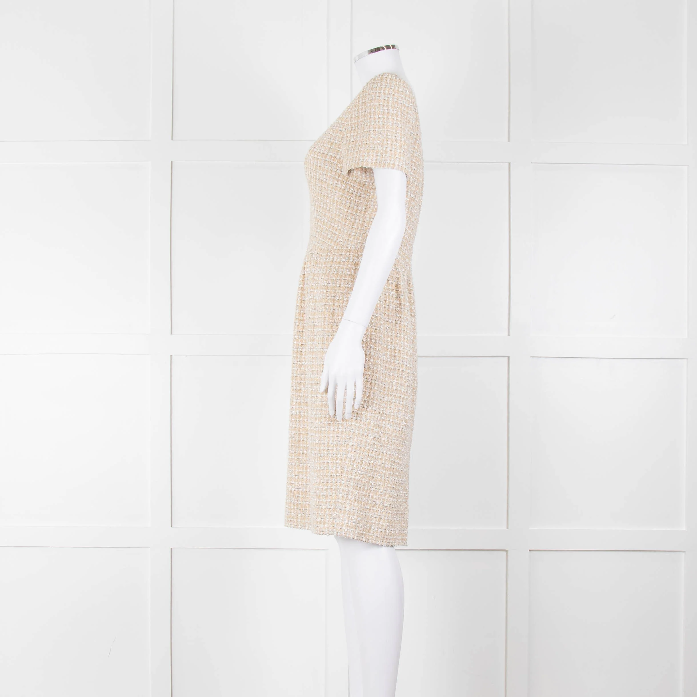 Stewart Parvin Cream White Tweed Short Sleeve Dress - Image 7