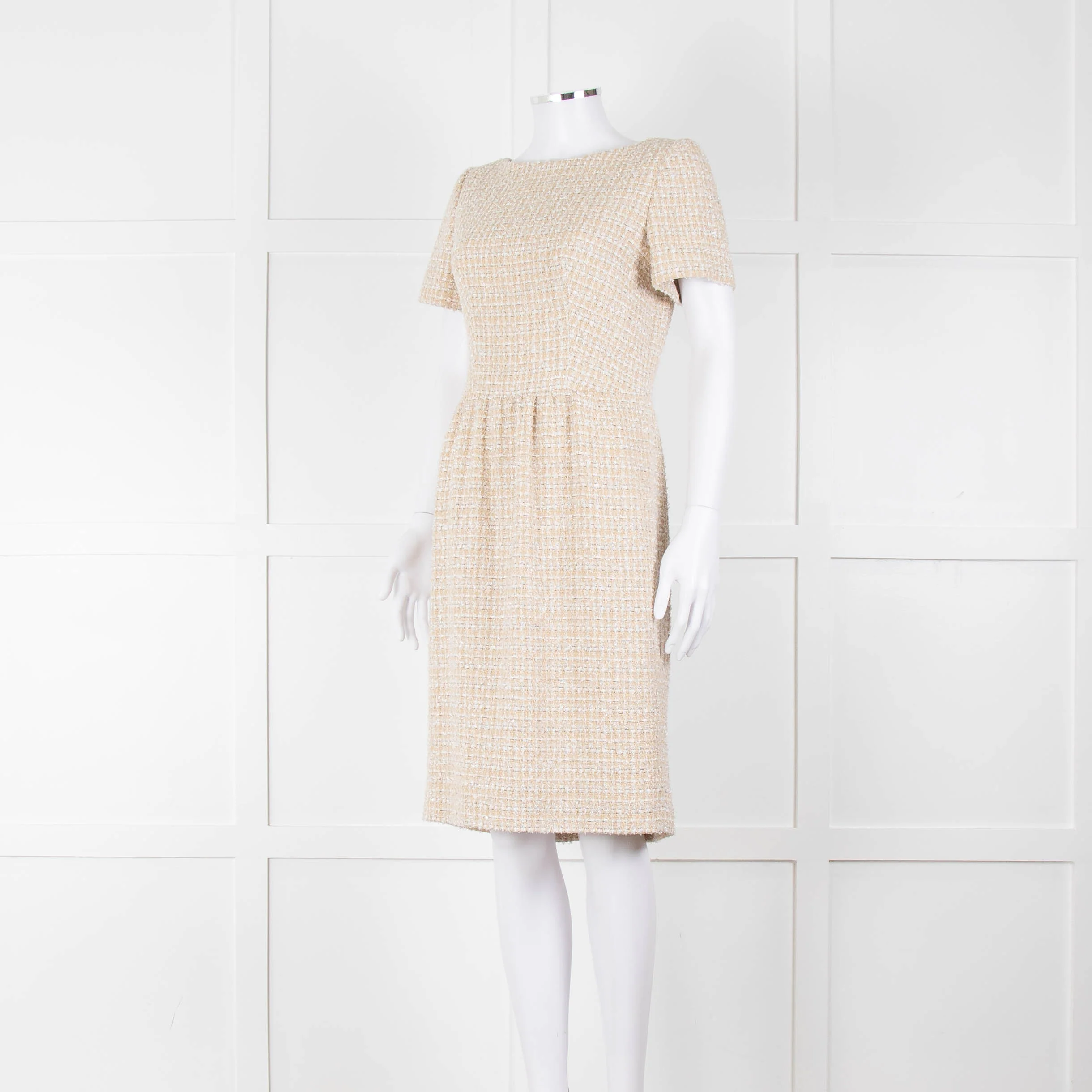 Stewart Parvin Cream White Tweed Short Sleeve Dress - Image 8