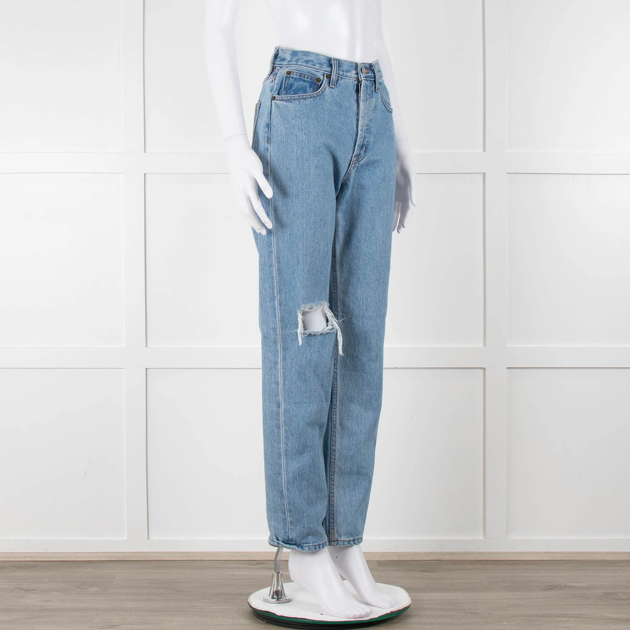Still Here Pale Wash Distressed Straight Leg Jeans - Image 2