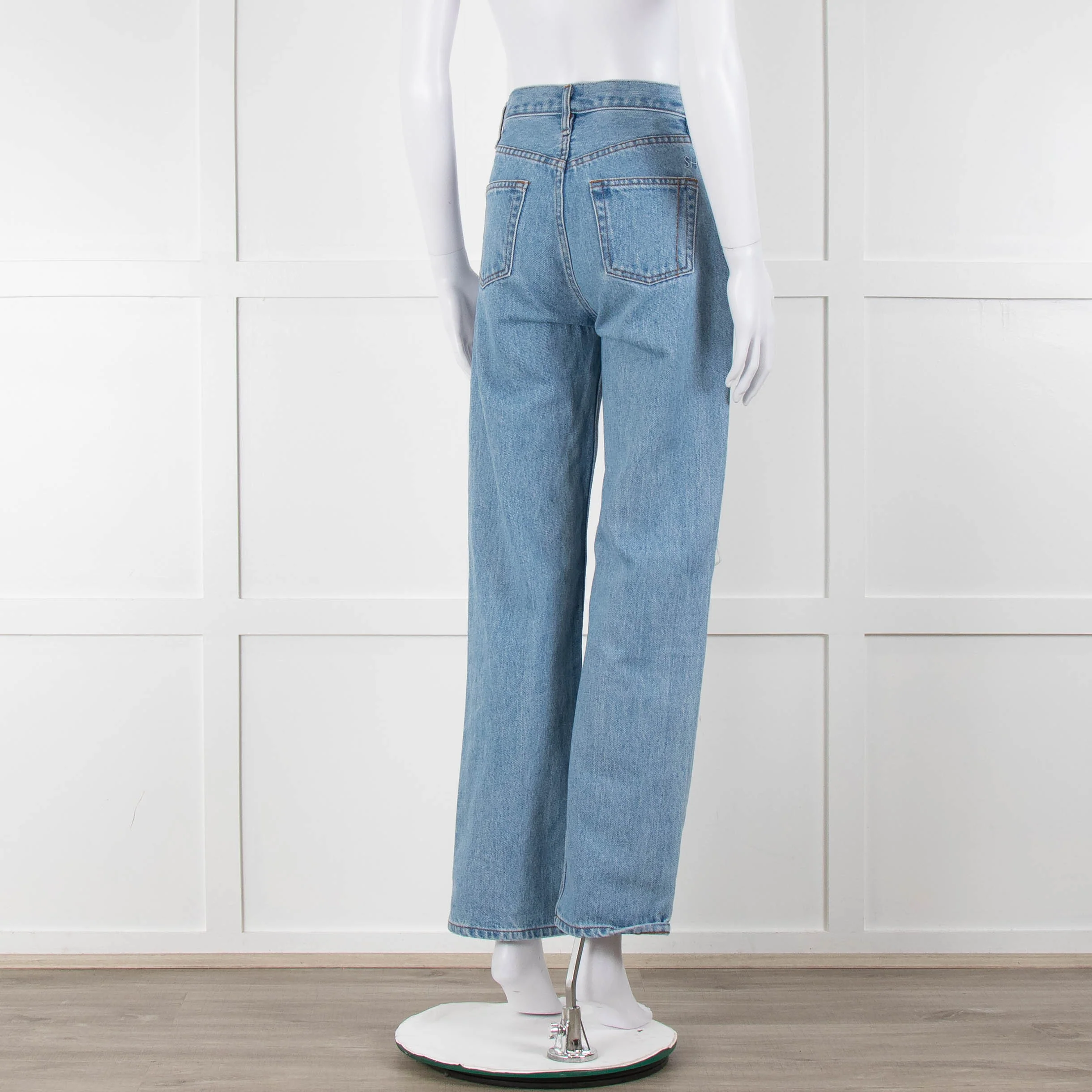 Still Here Pale Wash Distressed Straight Leg Jeans - Image 4