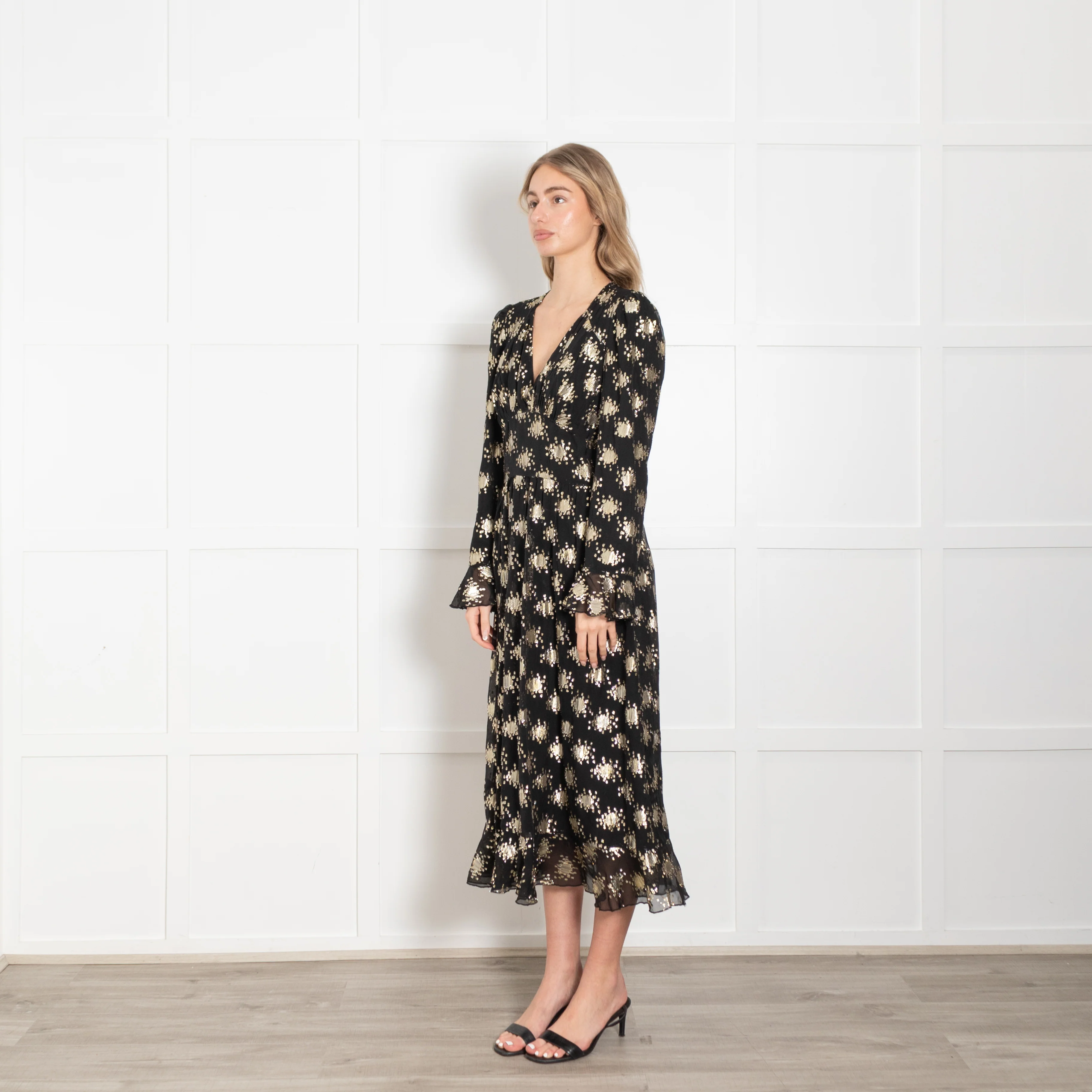 Stine Goya Black And Gold Metallic Silk Blend Dress - Image 3