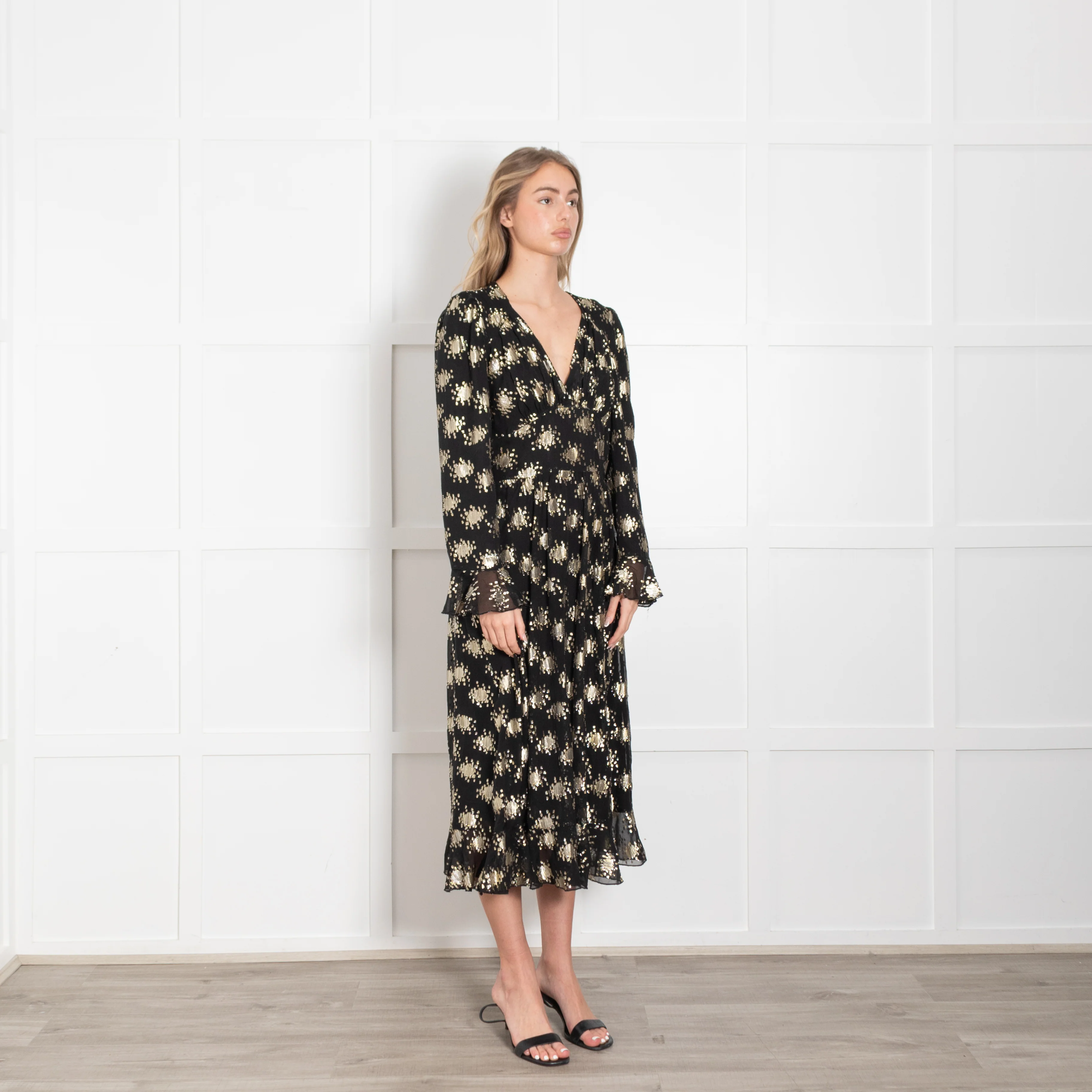 Stine Goya Black And Gold Metallic Silk Blend Dress - Image 7