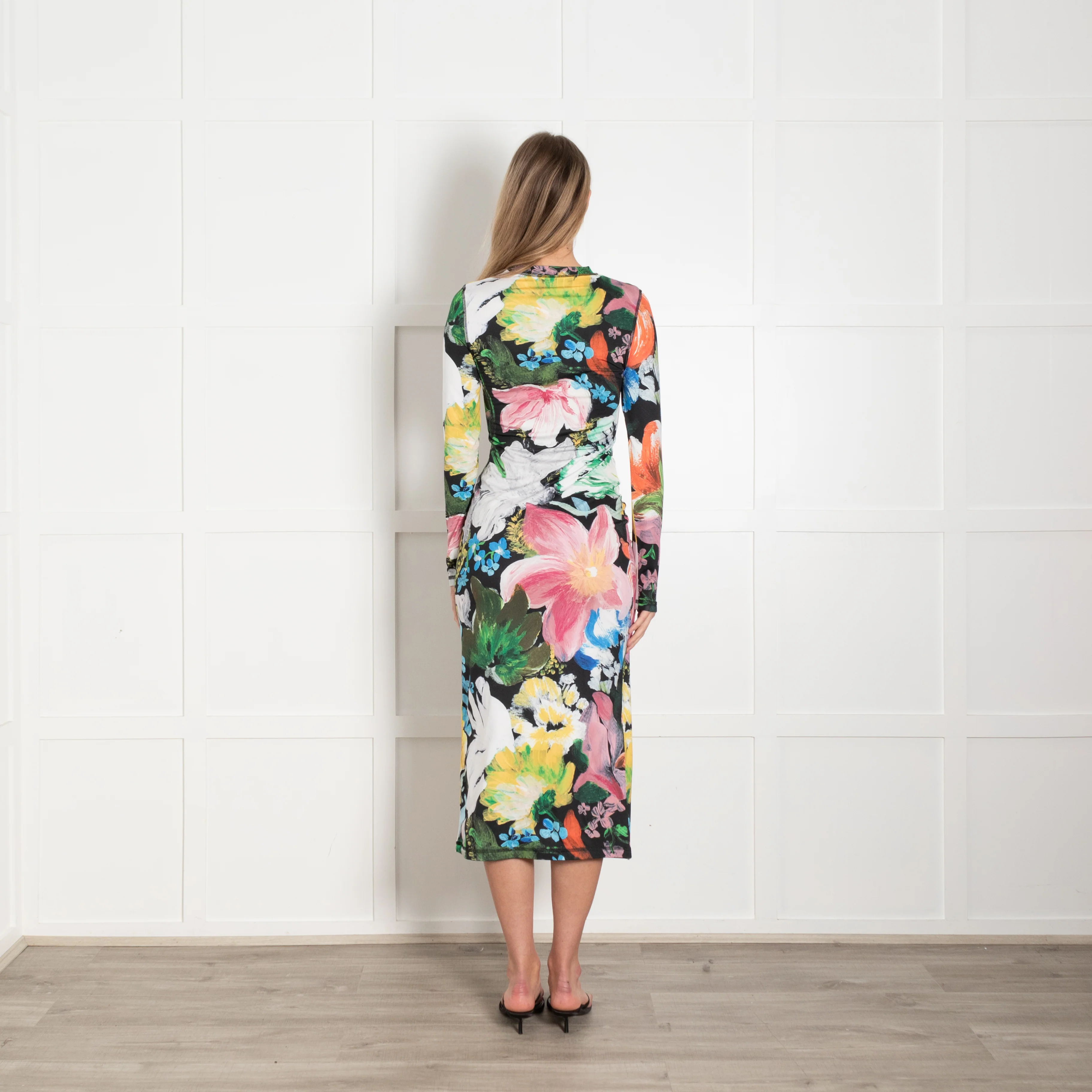 Stine Goya Black Multi Colour Floral Stretchy Long Dress - Image 5