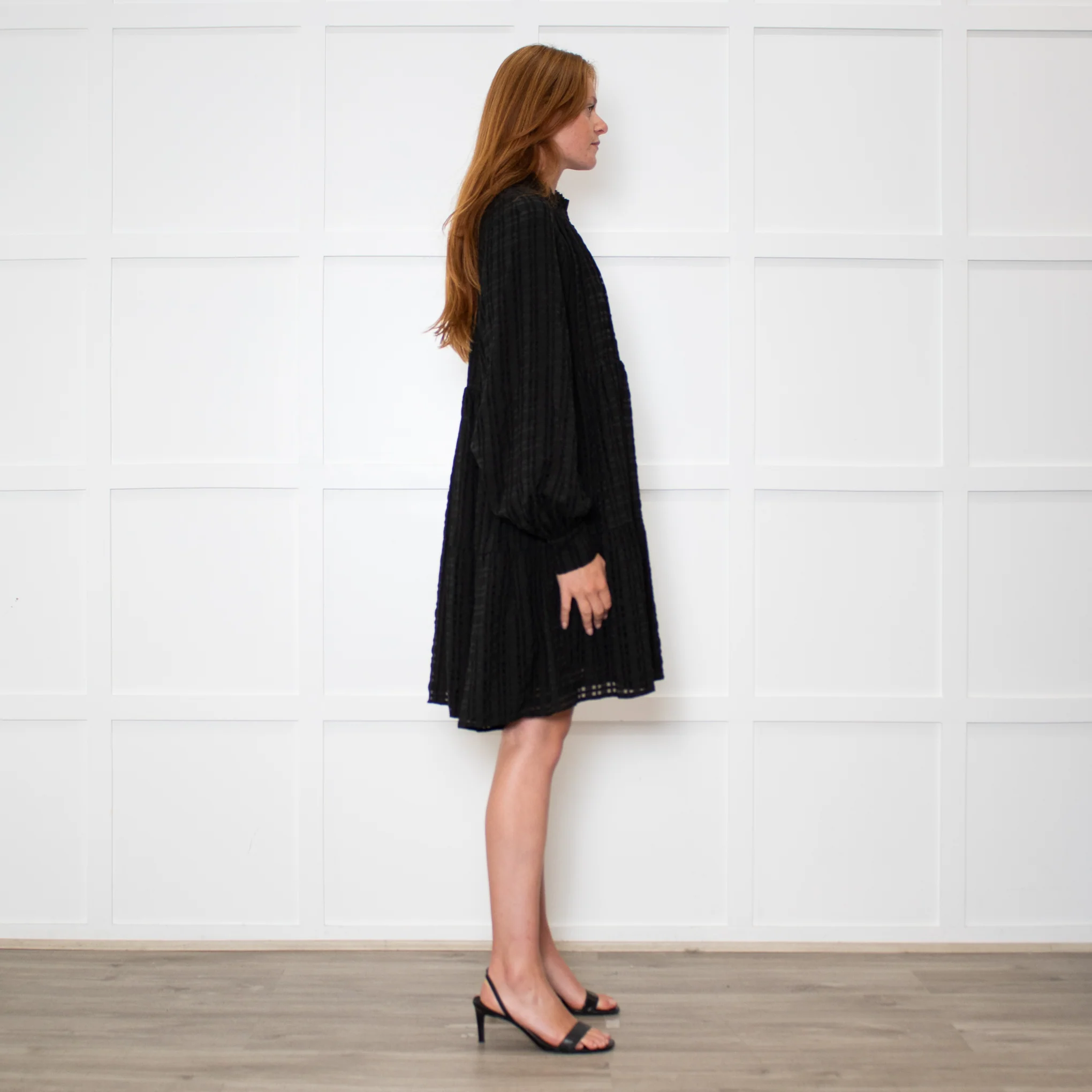 Stine Goya Black Textured Check Full Oversized Dress - Image 6