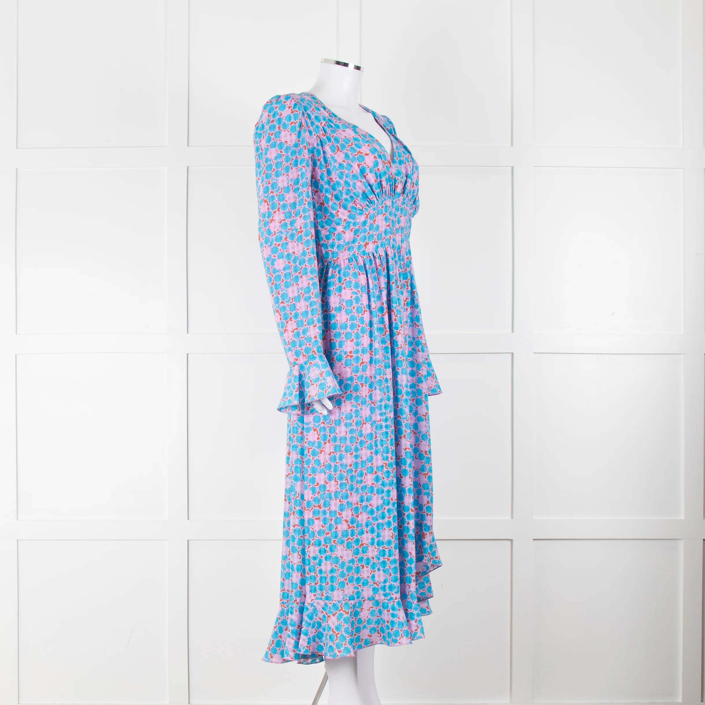 Stine Goya Blue Pink Orange Geometric Print Long Sleeve Maxi Dress - Image 2