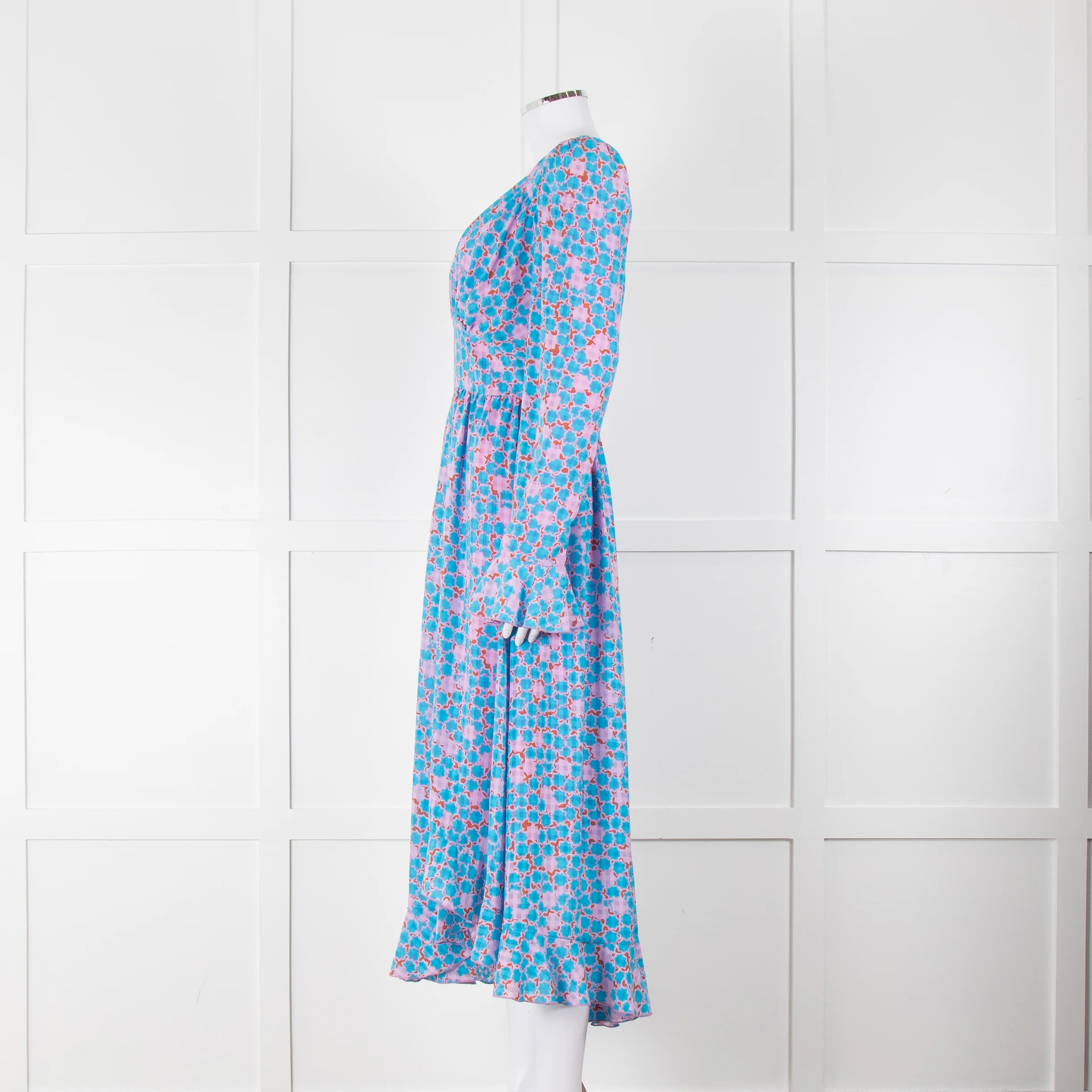 Stine Goya Blue Pink Orange Geometric Print Long Sleeve Maxi Dress - Image 7