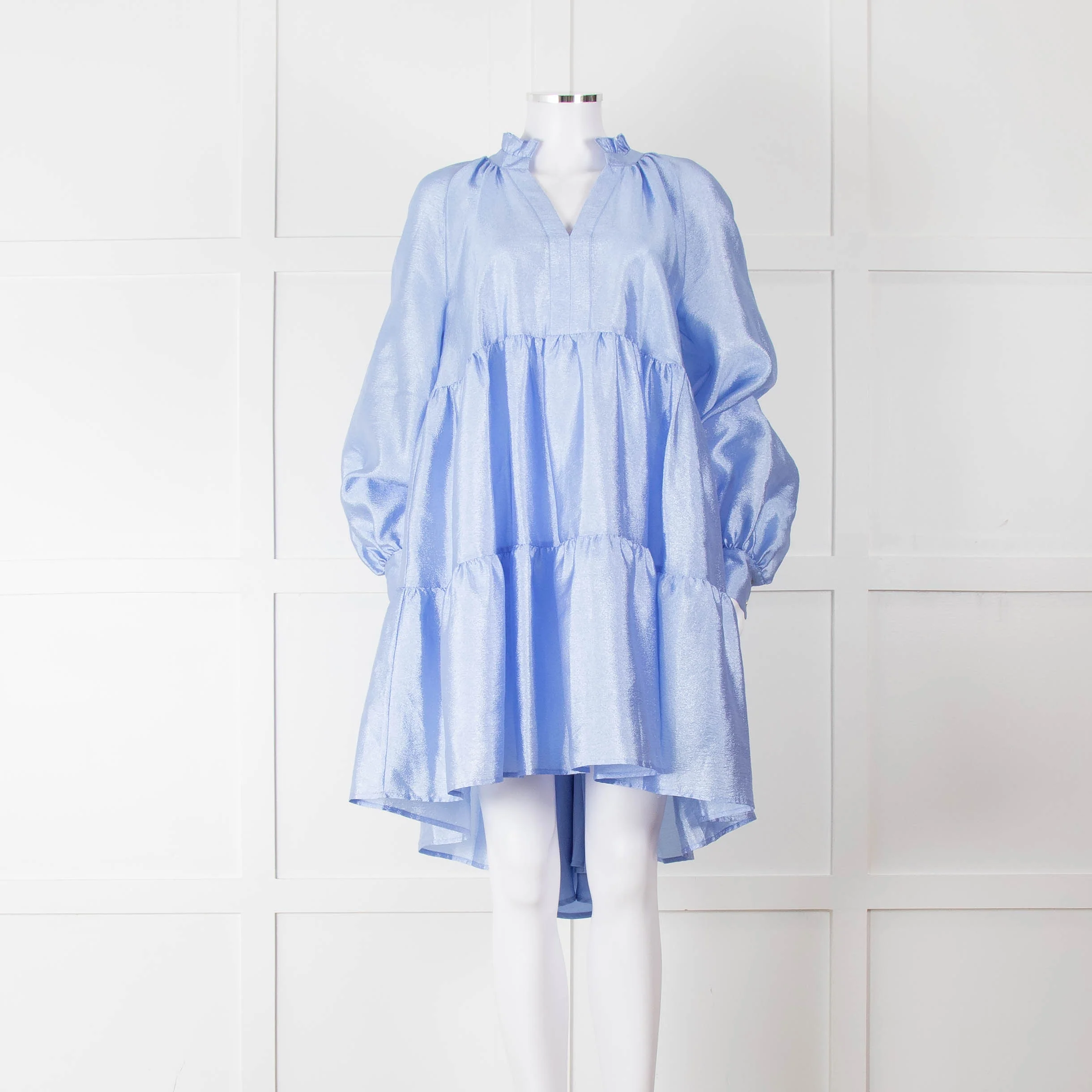 Stine Goya Cornflower Blue Tiered Mini Dress