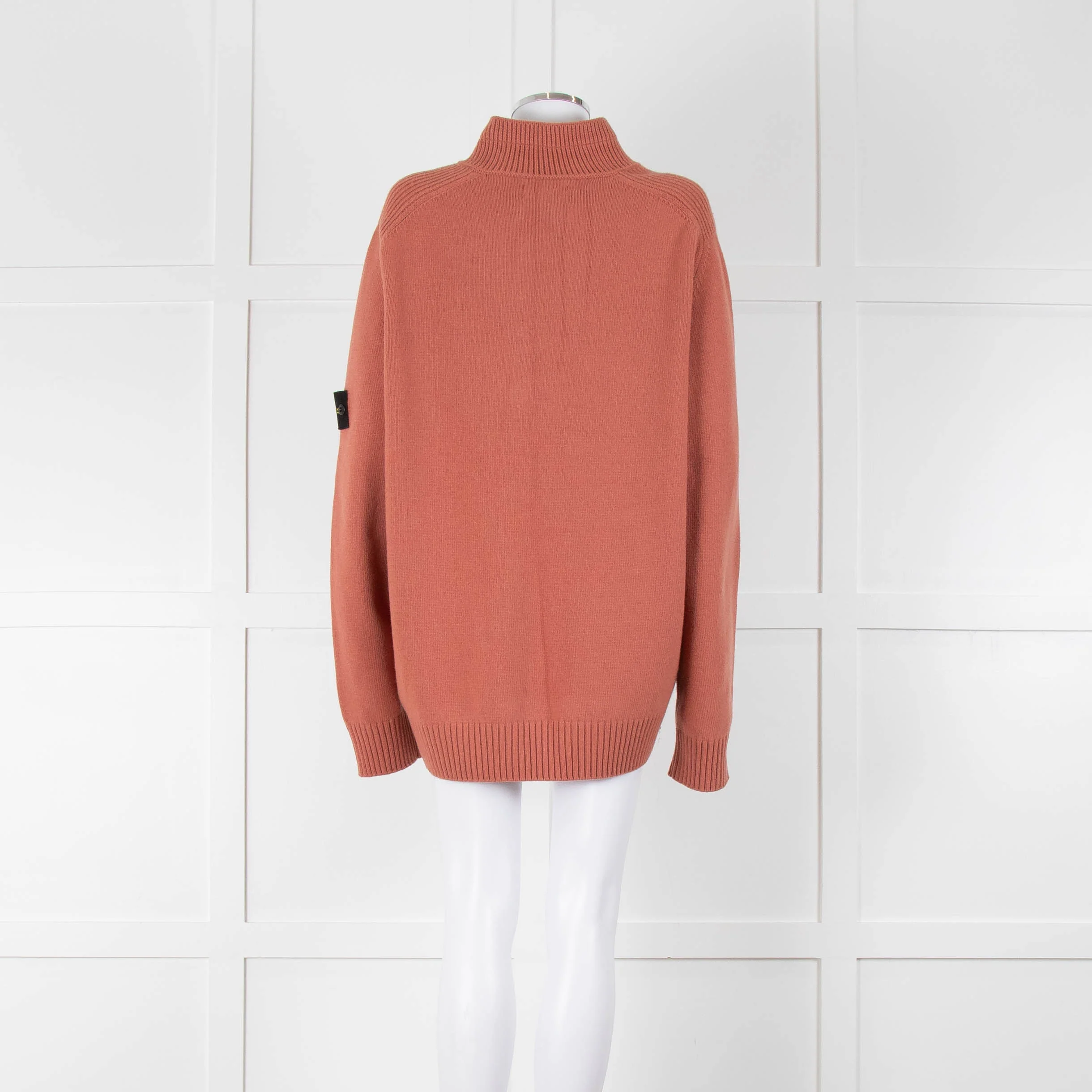 Stone Island Pink Wool Mix Henley Jumper - Image 5