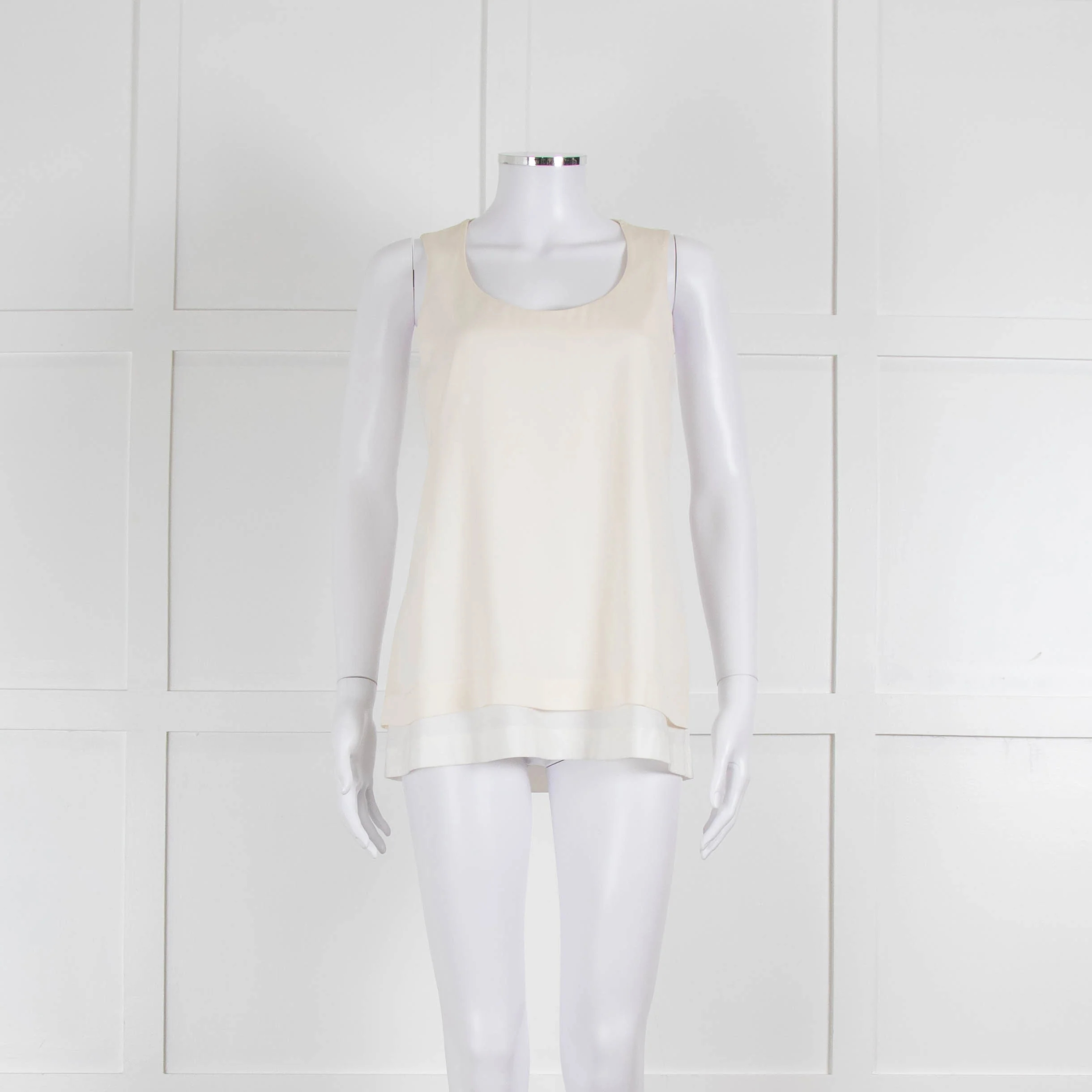 Strenesse Cream Silk Front Cotton Tank Top