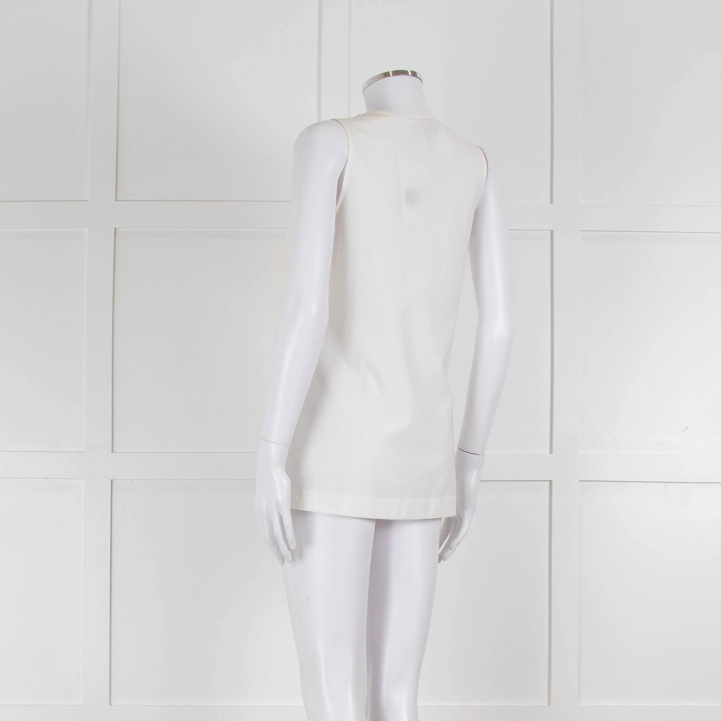 Strenesse Cream Silk Front Cotton Tank Top - Image 6