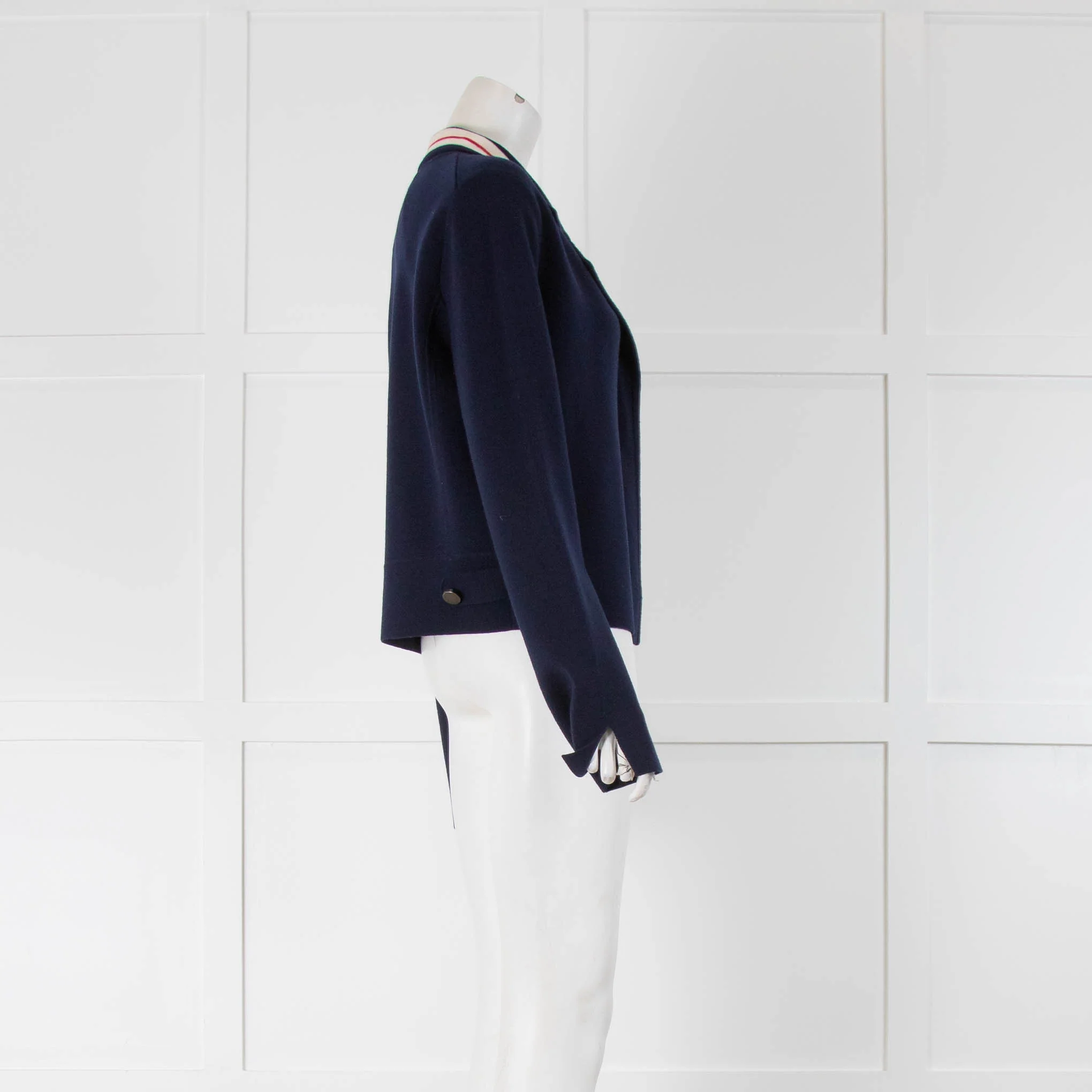 Strenesse Navy Cardigan Red Stripe On Collar - Image 2