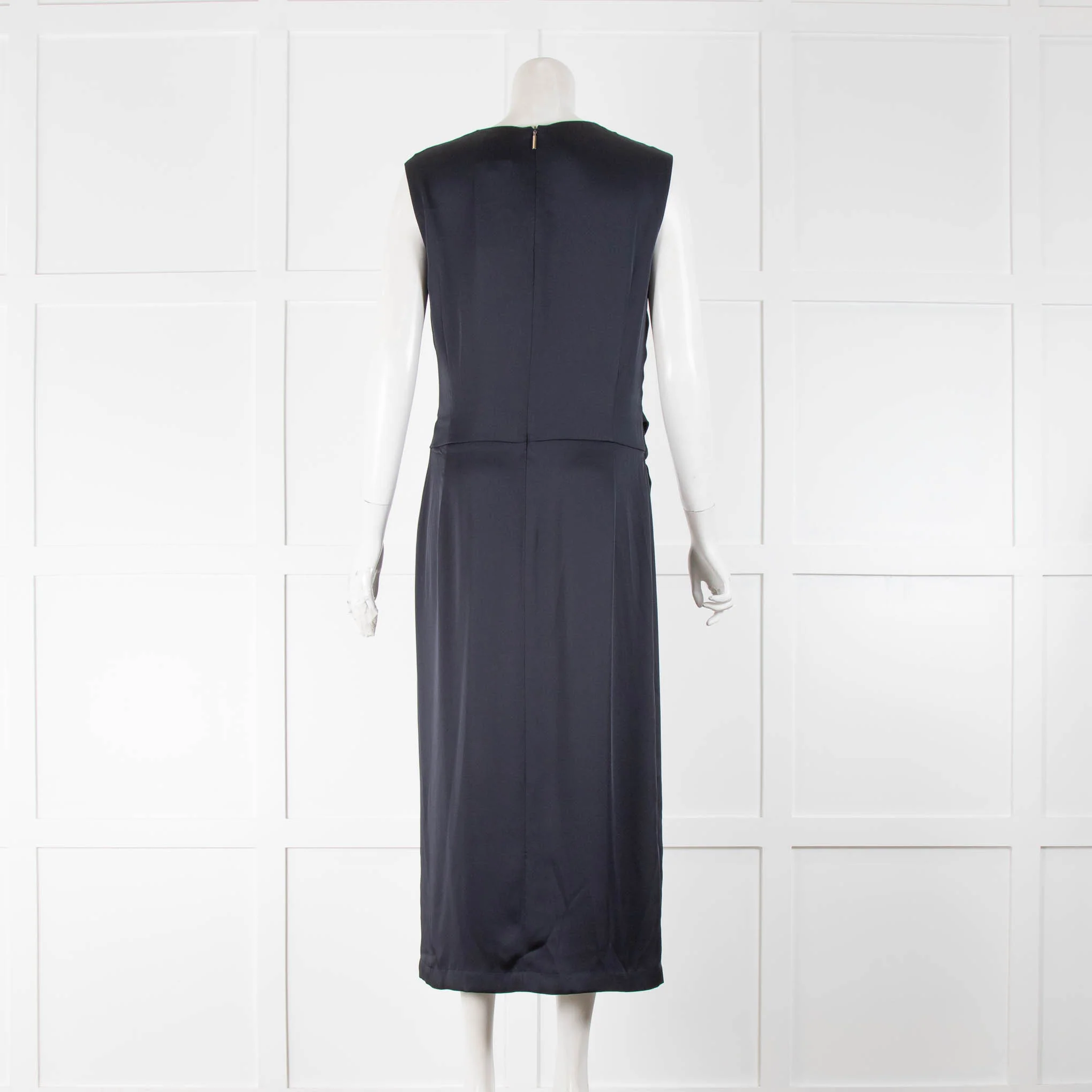 Strenesse Navy Sleeveless Silky Mid Length Dress - Image 3