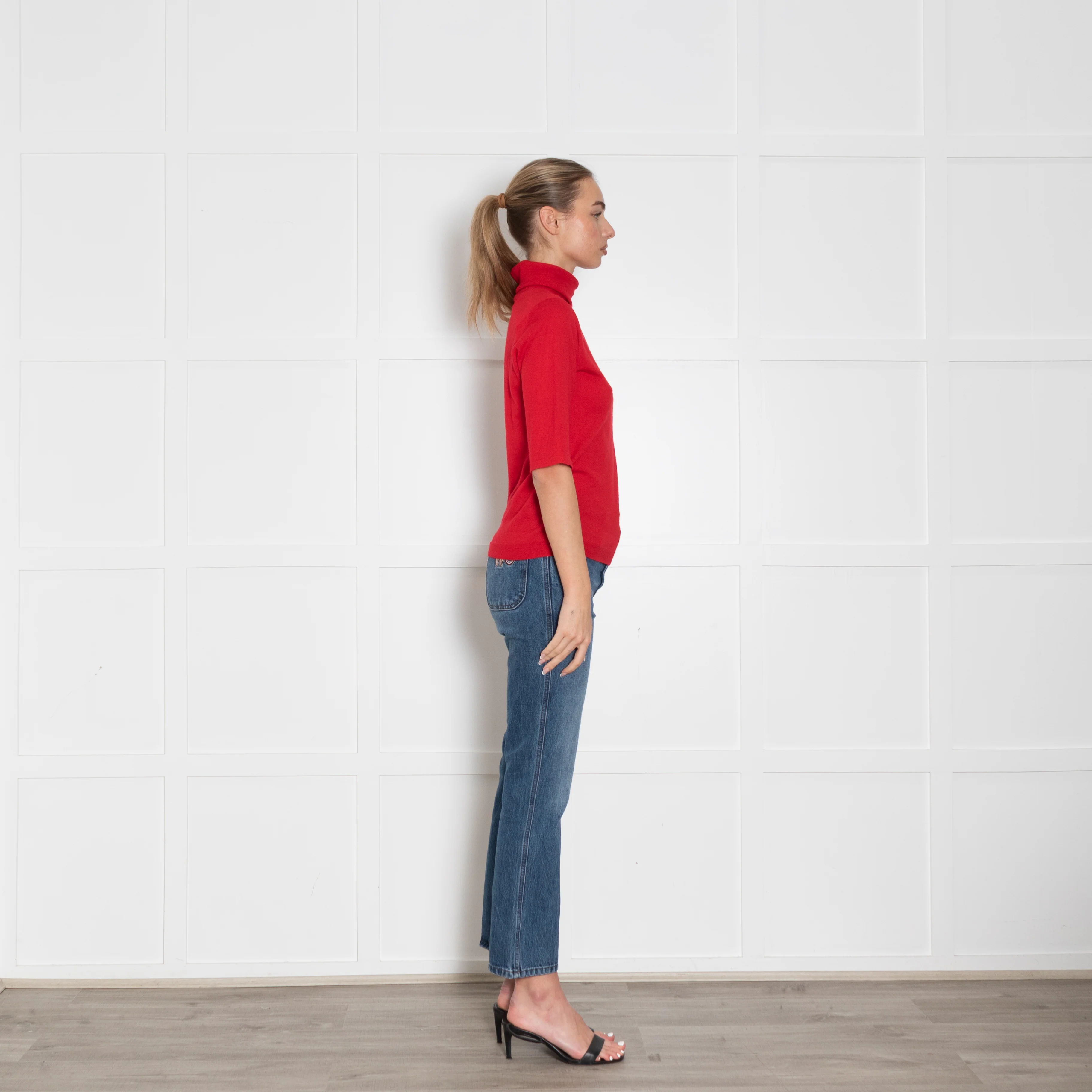 Strenesse Red Cashmere Short Sleeve Roll Neck Sweater - Image 6