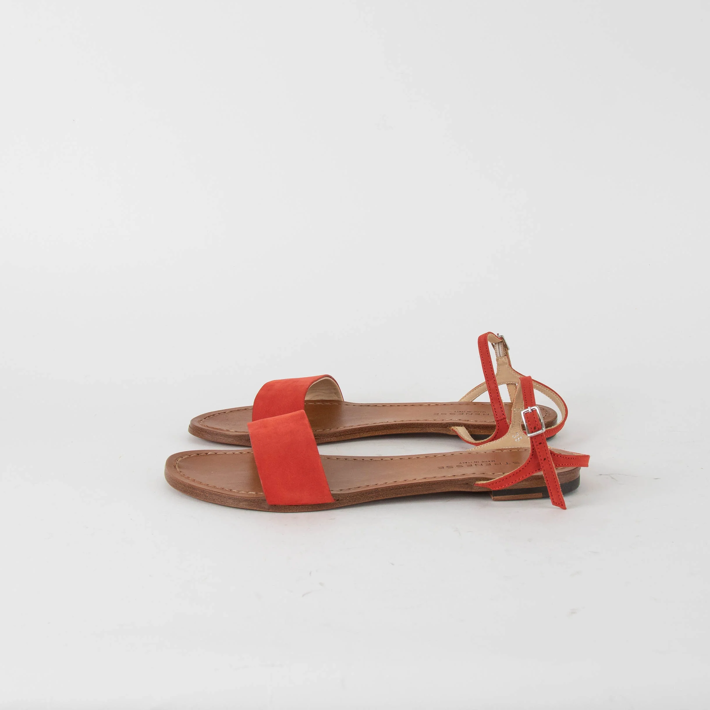 Strenesse Red Suede Flat Sandals - Image 3