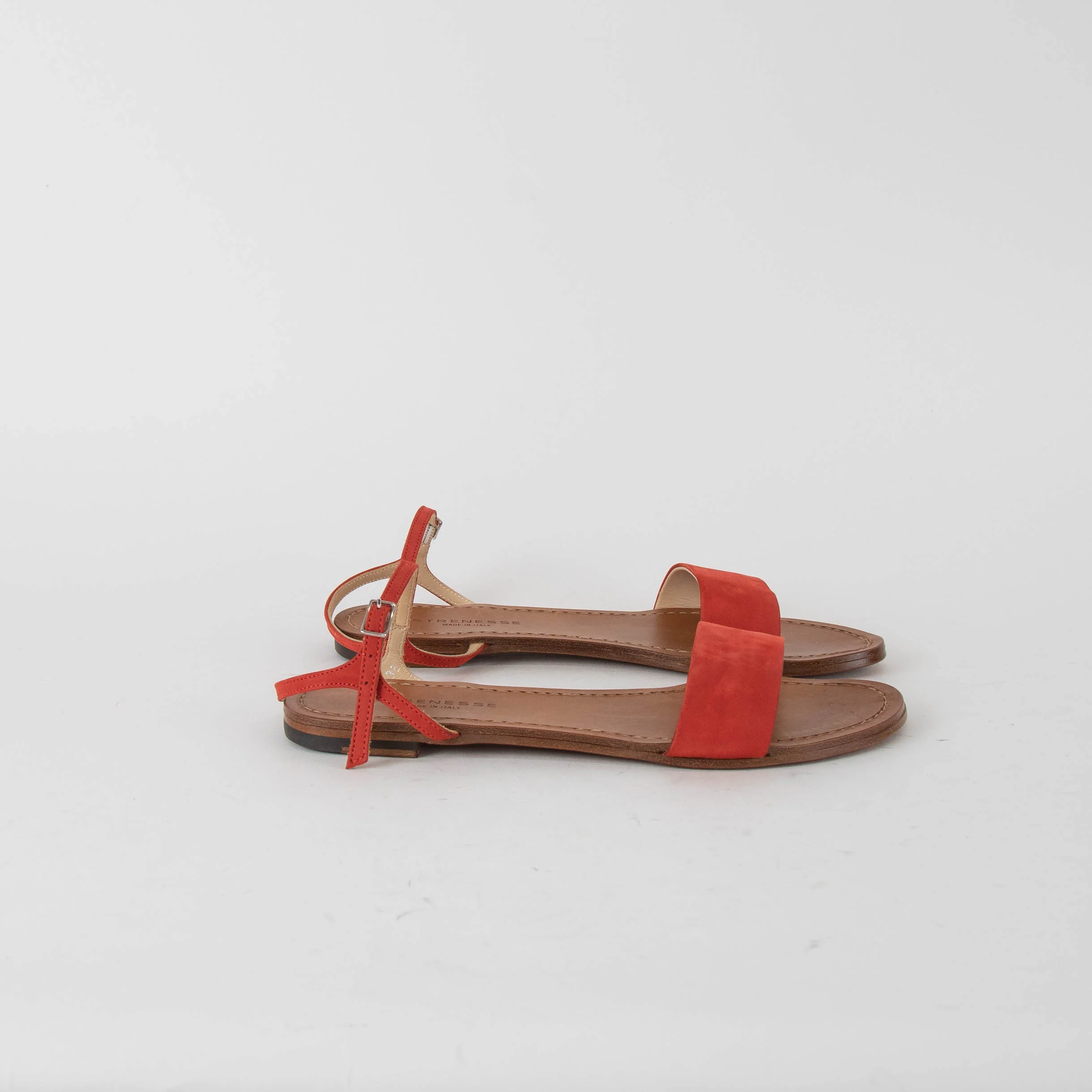 Strenesse Red Suede Flat Sandals - Image 5